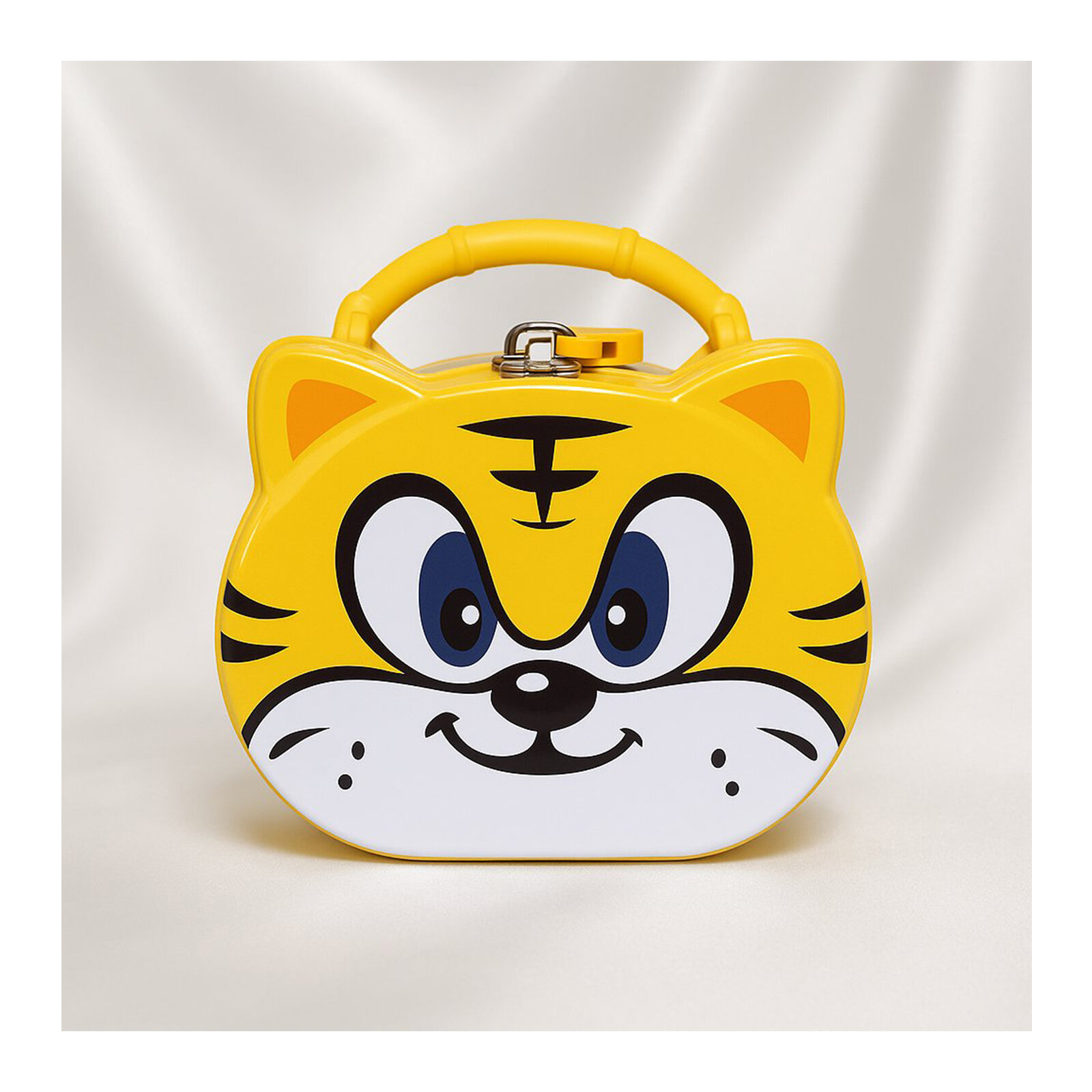 Kedi Figürlü Çocuk Kumbarası – Taşıma Saplı, Kilitli, Metal Kumbara