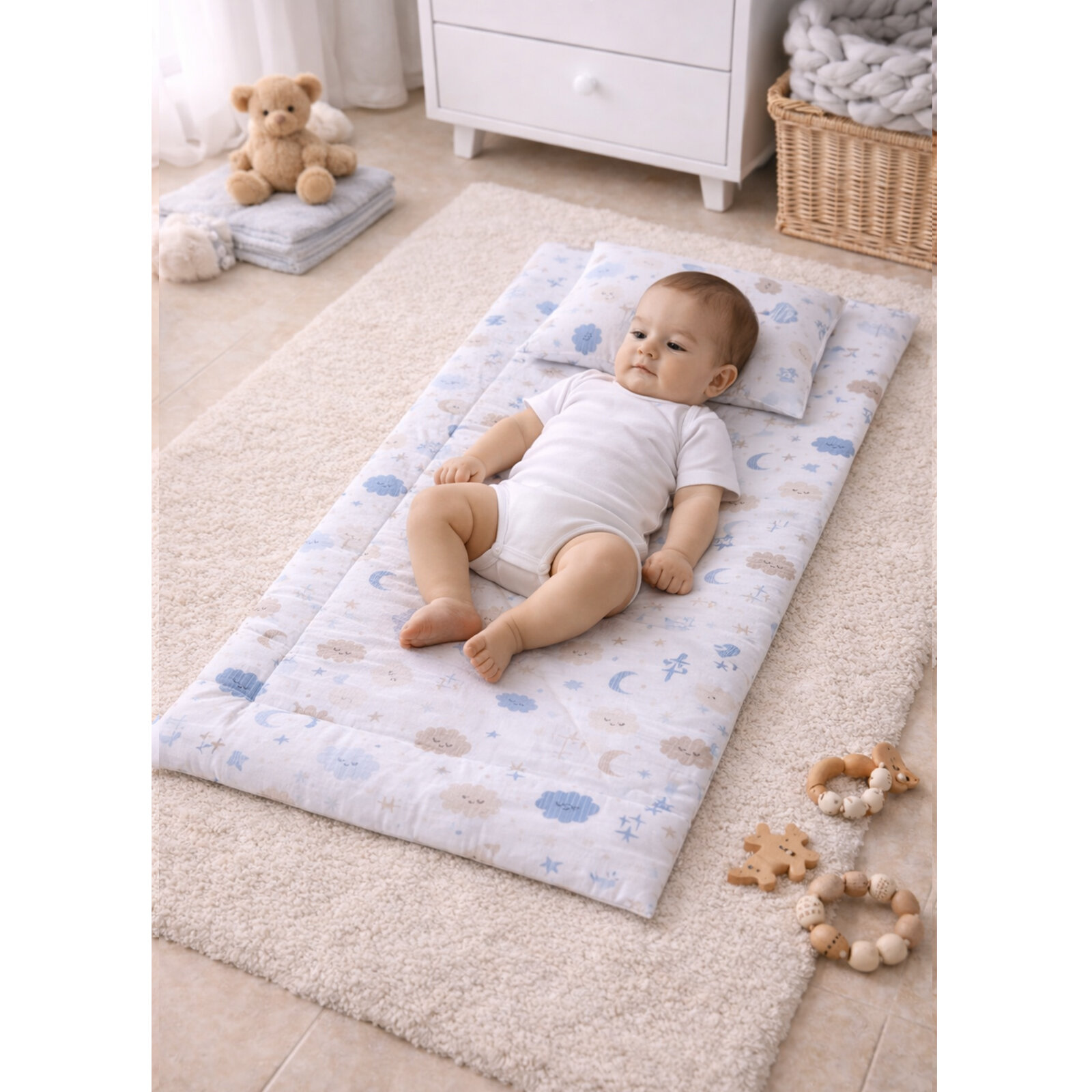 Müslin Kumaş Bebek Alt Açma Minderi 45×75 cm – Yumuşak, Hafif ve Nefes Alabilir