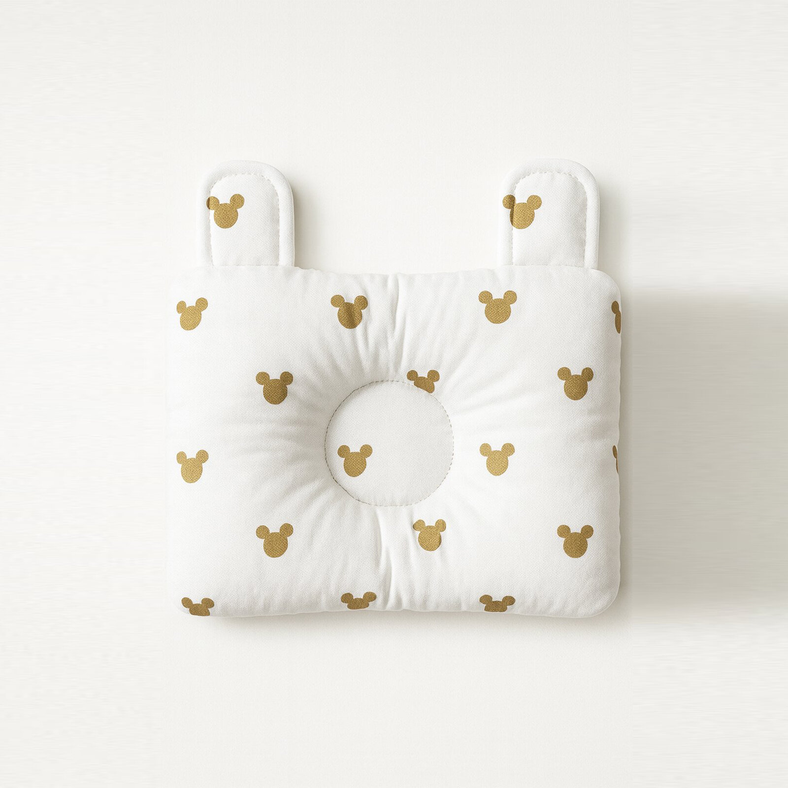 0–12 Ay Gold Mickey Kulaklı Desenli Düzleşme Önleyici Bebek Kafa Yastığı