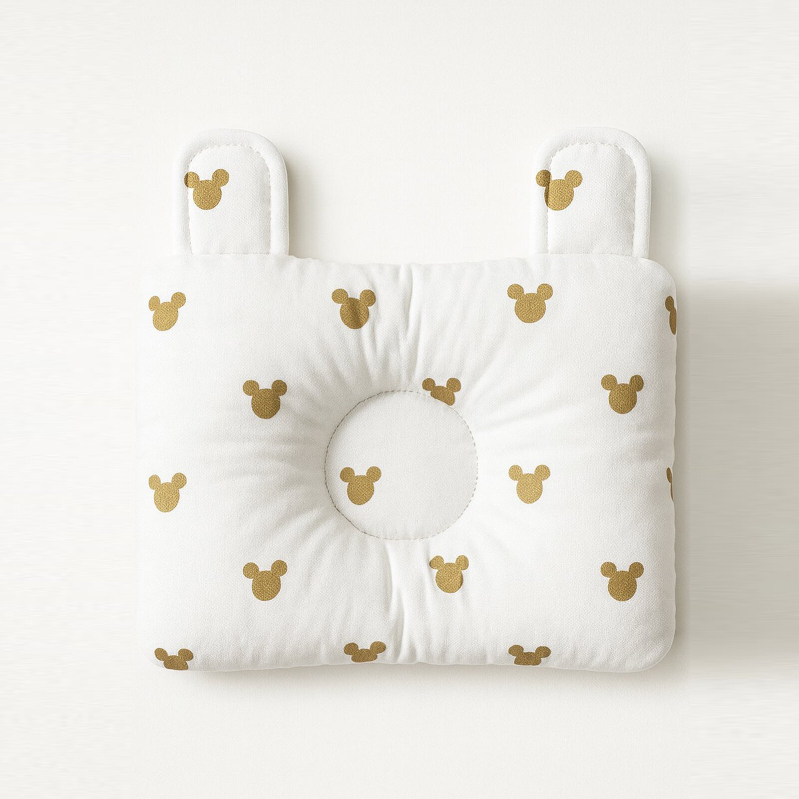 0–12 Ay Gold Mickey Kulaklı Desenli Düzleşme Önleyici Bebek Kafa Yastığı