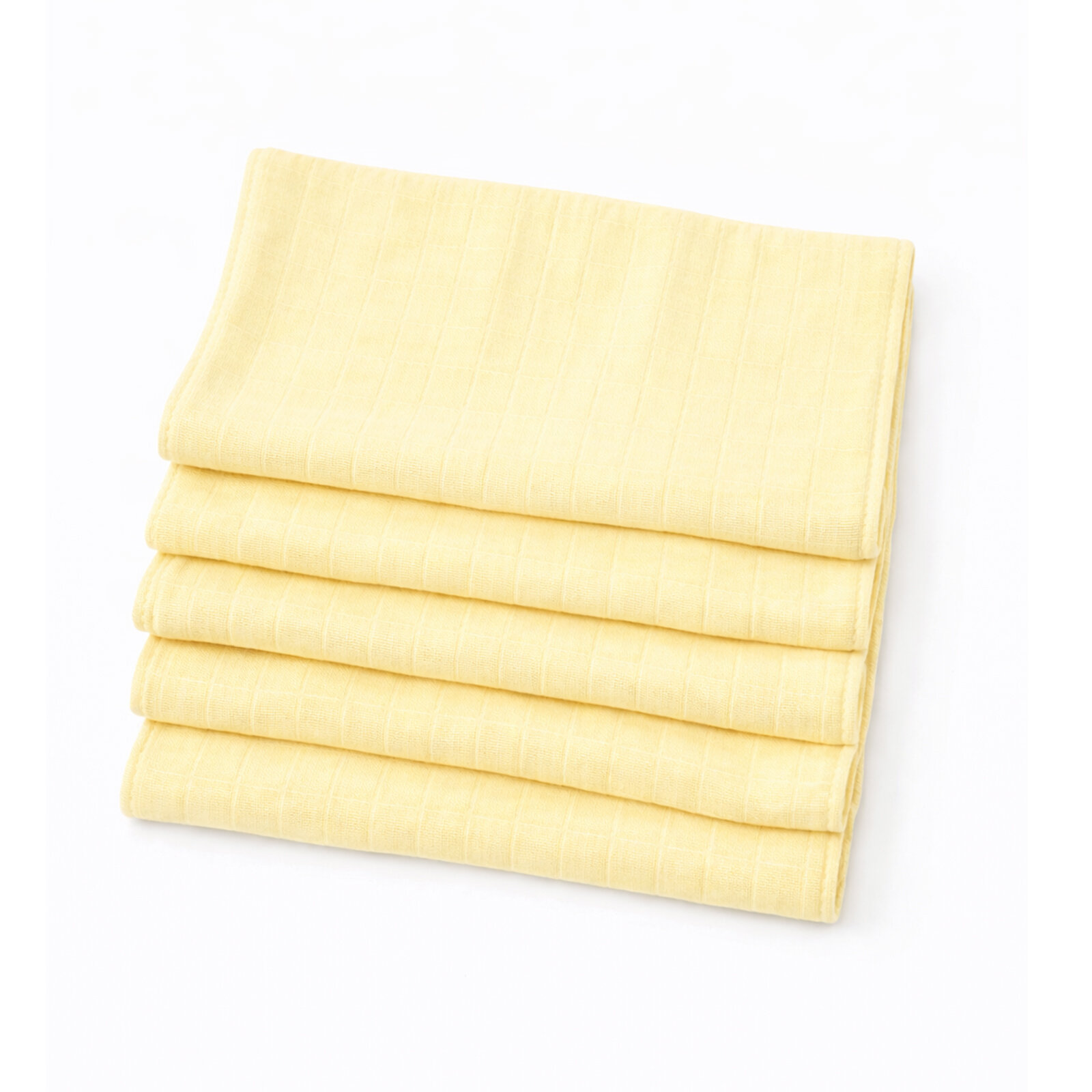 %100 Müslin Sarı Bebek Bezi – 5 Adet Mendil Ağız Silme & Ter Alma Bezi (23–25 cm)