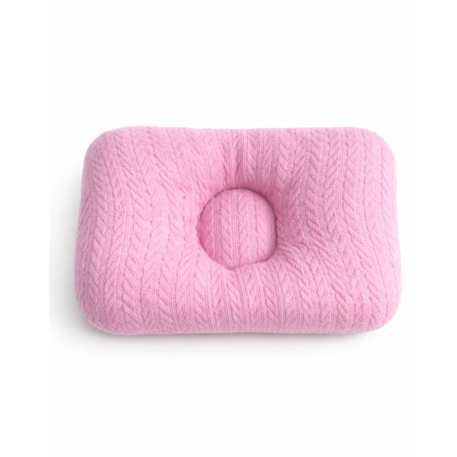 Pembe Örgü Kafa Düzleşme Önleyici Yastık - 0-12 Ay