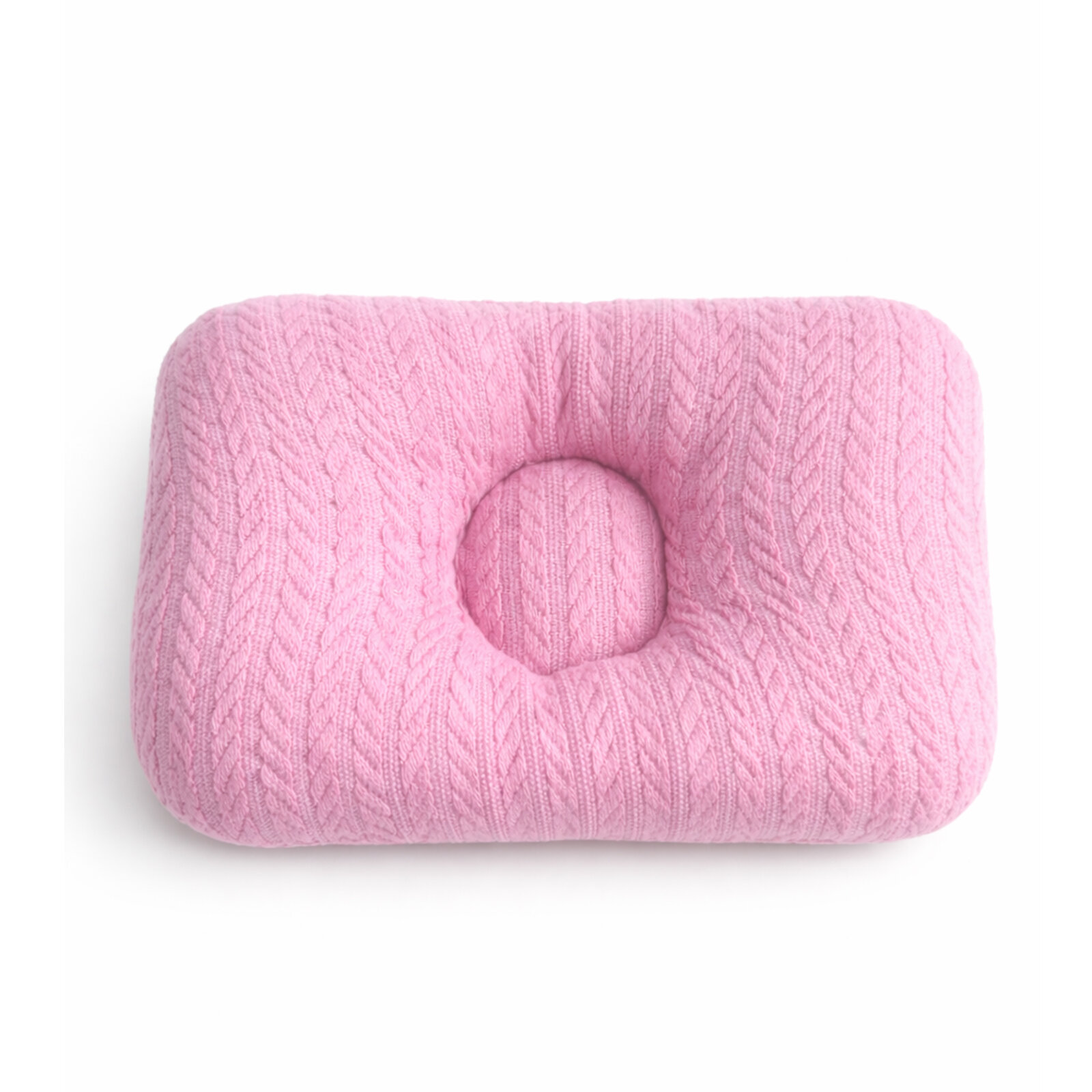 Pembe Örgü Kafa Düzleşme Önleyici Yastık - 0-12 Ay