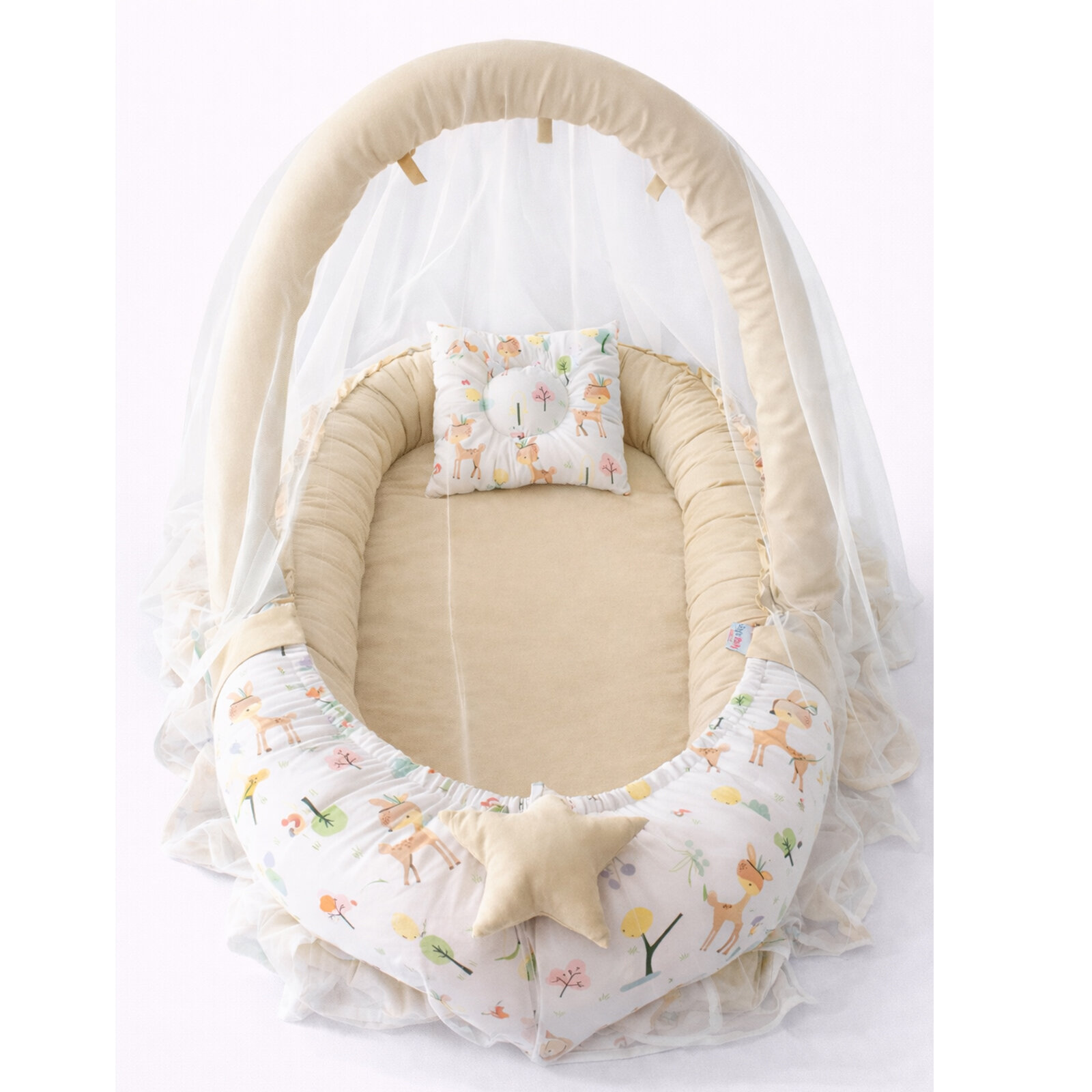 Sevimli Ceylan Cibinlik Tüllü ve Oyuncak Askılı Lüx Tasarım Babynest - Premium Babynest