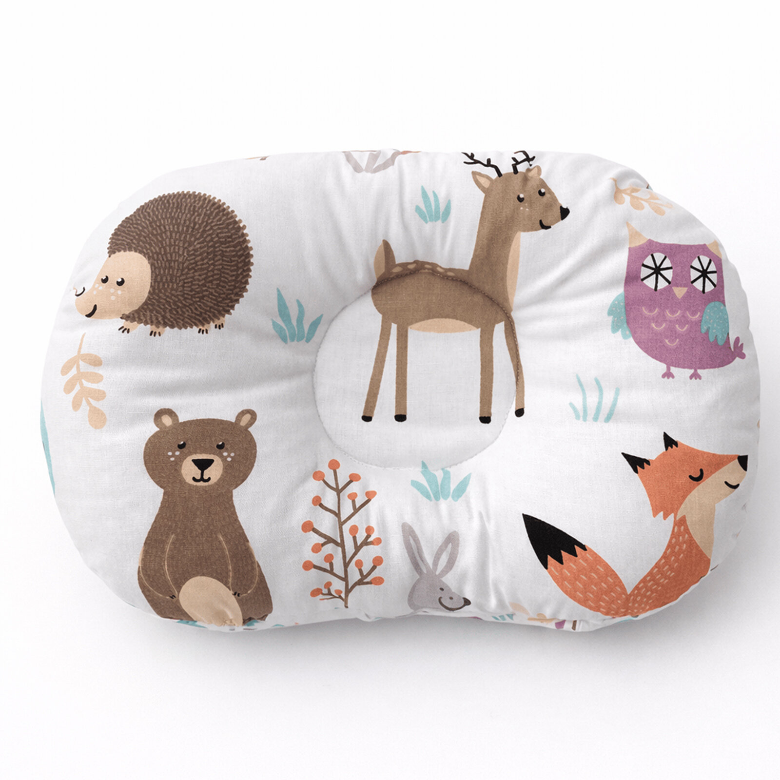 0–12 Ay Orman Kulaksız Desenli Düzleşme Önleyici Bebek Kafa Yastığı