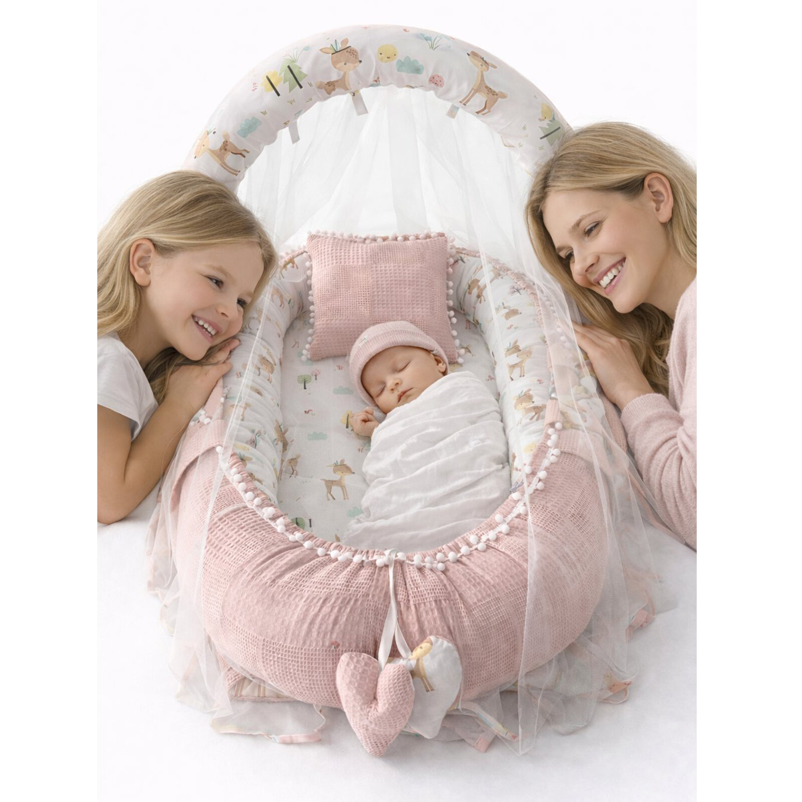 Pudra Waffle Pike Ceylan Poplin Kumaş Ponponlu Babynest Oyuncak Aparat ve Cibinlik Tüllü Babynest Pudra Waffle Pike Ceylan Poplin Kumaş Ponponlu Babynest Oyuncak Aparat ve Cibinlik Tüllü Babynest