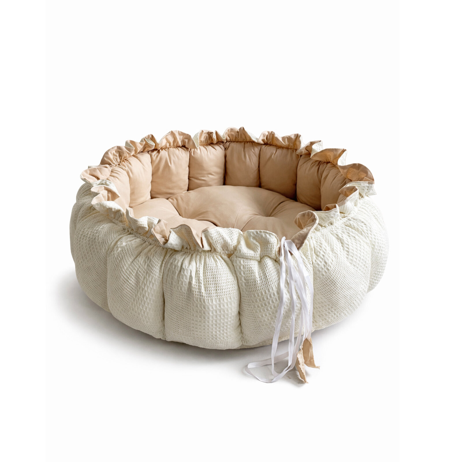 Krem Waffle Kapuçino İçli Açılır Oyun Minderi & Bebek Yuvası (80–120 cm) Babynest