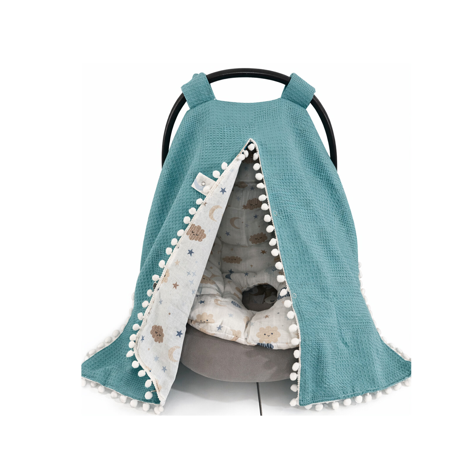 Petrol Waffle Puset Örtüsü + Bulut Desenli Müslin Puset Minderi Seti (2 Parça) Petrol Waffle Puset Örtüsü + Bulut Desenli Müslin Puset Minderi Seti (2 Parça)