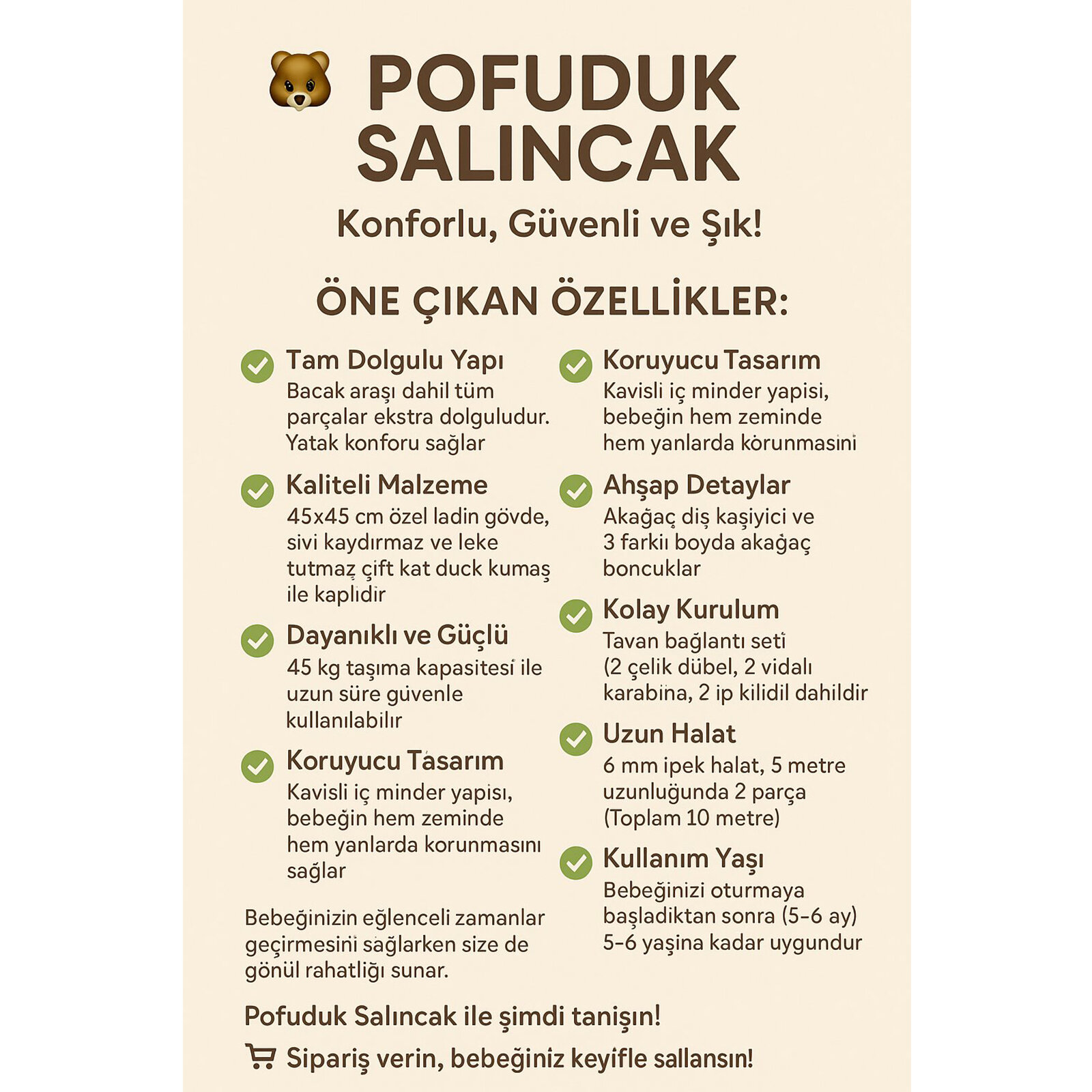 Antrasit Pofuduk Minderli Salıncak Ahşap Detaylı Bebek - Çocuk Salıncağı Antrasit Pofuduk Minderli Salıncak Ahşap Detaylı Bebek - Çocuk Salıncağı