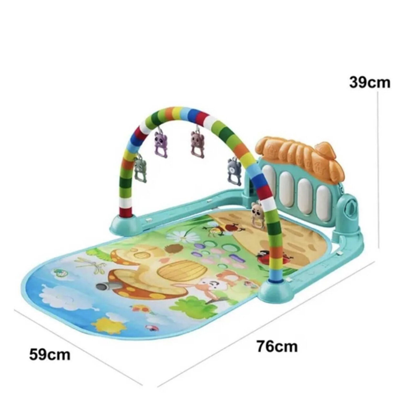 Sevimli Piyanolu Sesli Işıklı Çıngıraklı Mantar Desenli Oyun Halısı - Jimnastik Merkezi