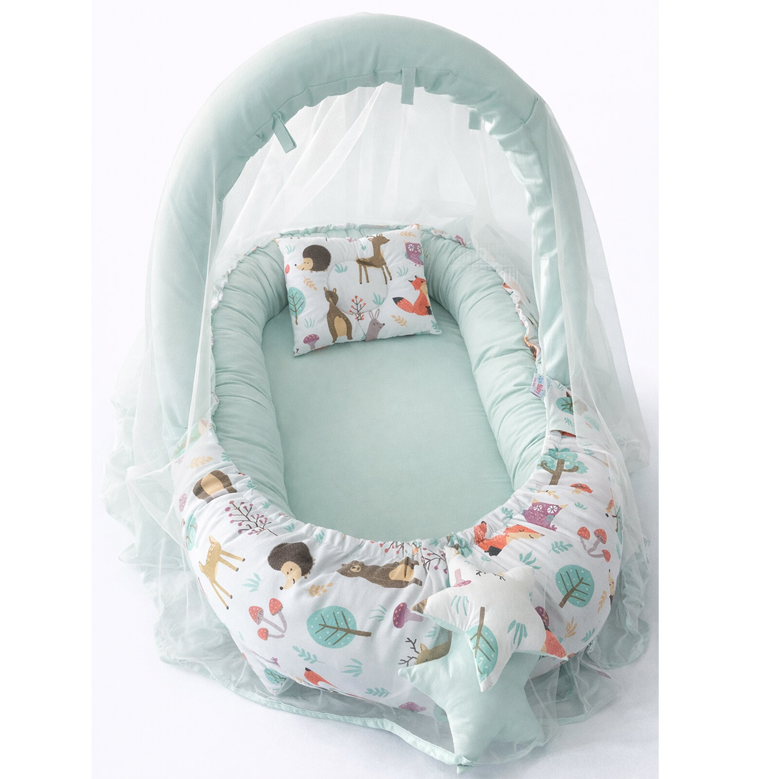 Sevimli Orman Cibinlik Tüllü ve Oyuncak Askılı Lüx Tasarım Babynest - Premium Babynest