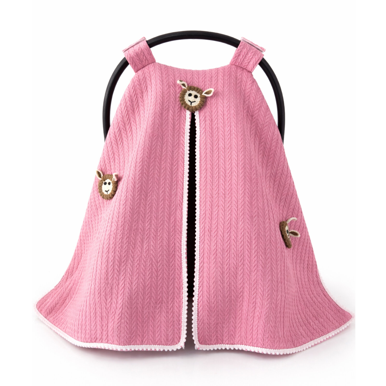 Pembe Örgü Kumaş Kuzu Detaylı Tek Kat Puset Örtüsü – Pamuklu, Nefes Alabilen Pembe Örgü Kumaş Kuzu Detaylı Tek Kat Puset Örtüsü – Pamuklu, Nefes Alabilen