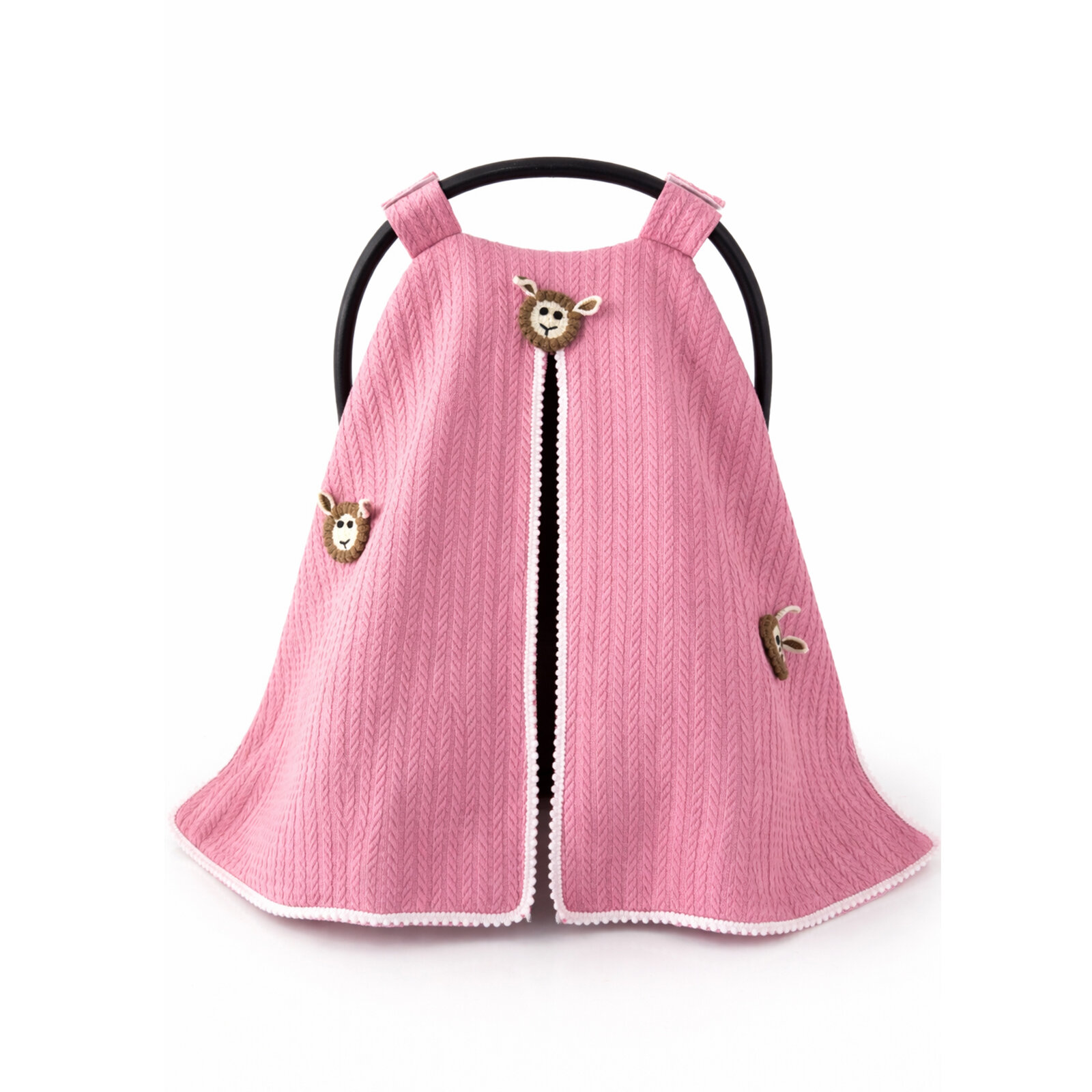 Pembe Örgü Kumaş Kuzu Detaylı Tek Kat Puset Örtüsü – Pamuklu, Nefes Alabilen Pembe Örgü Kumaş Kuzu Detaylı Tek Kat Puset Örtüsü – Pamuklu, Nefes Alabilen