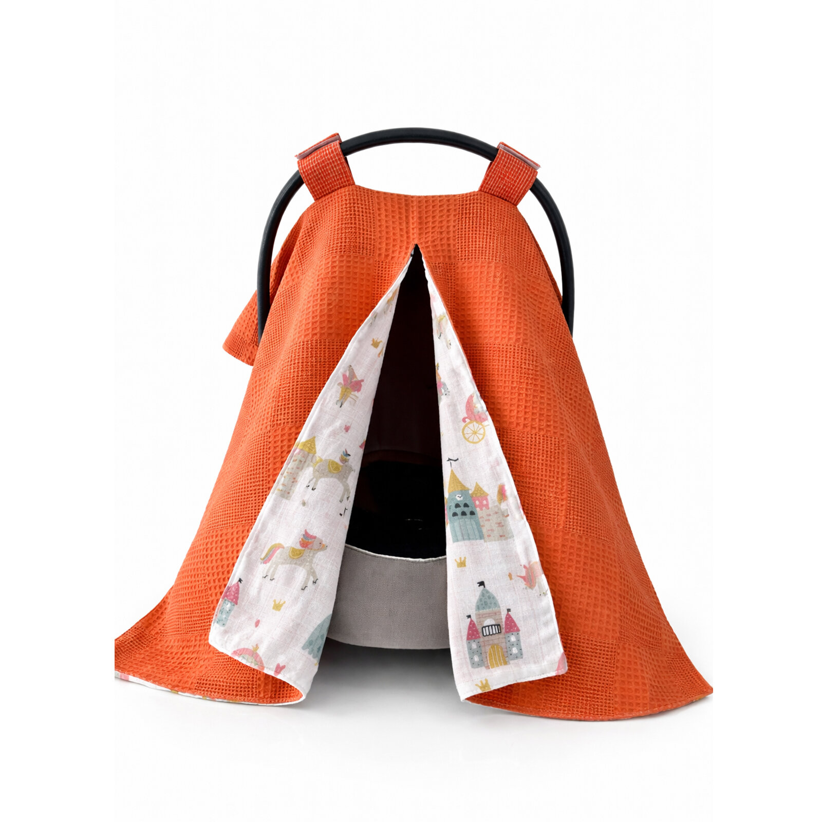 Kiremit Waffle – Prenses Desenli Müslin İçi Tek Parça Puset Örtüsü Kiremit Waffle – Prenses Desenli Müslin İçi Tek Parça Puset Örtüsü