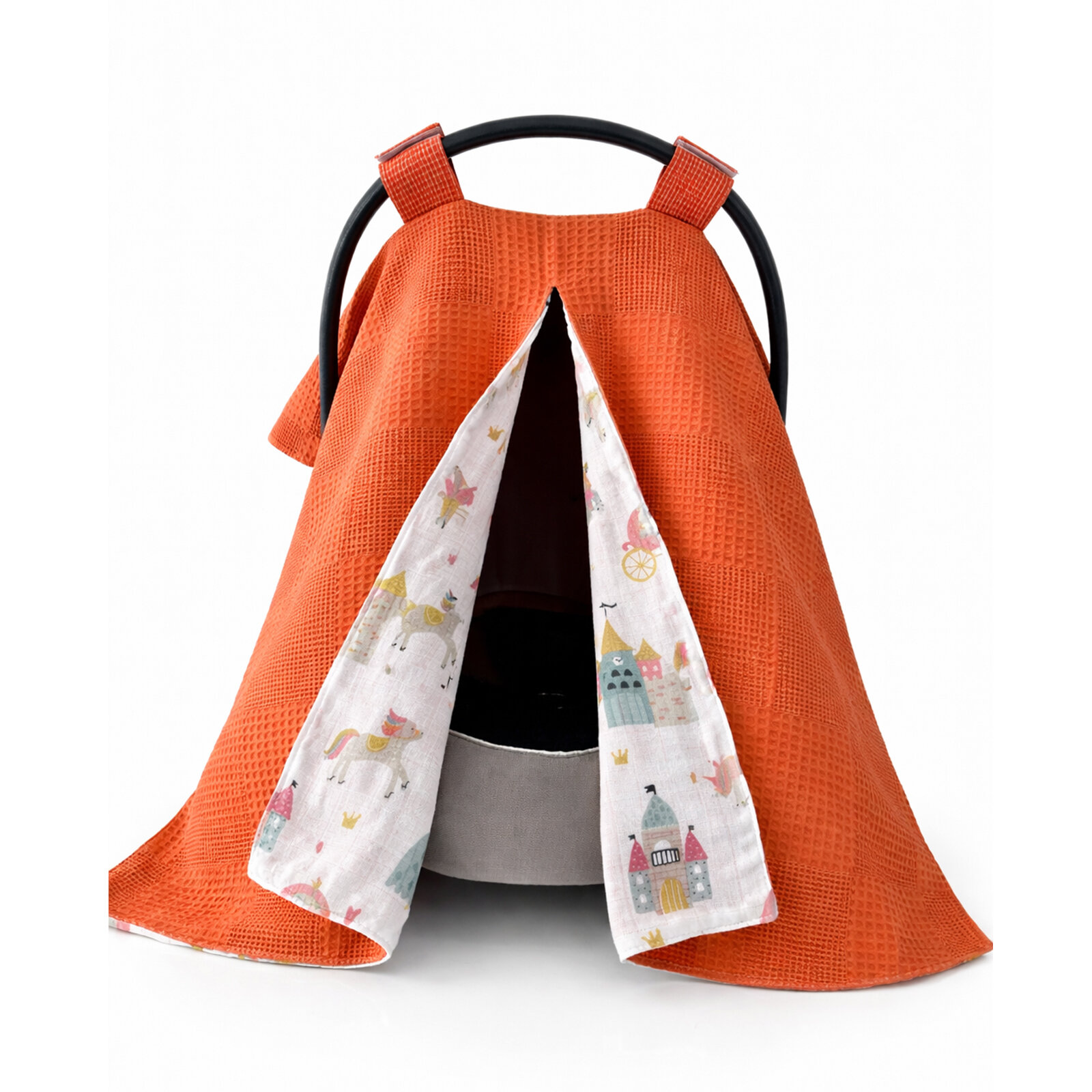 Kiremit Waffle – Prenses Desenli Müslin İçi Tek Parça Puset Örtüsü Kiremit Waffle – Prenses Desenli Müslin İçi Tek Parça Puset Örtüsü