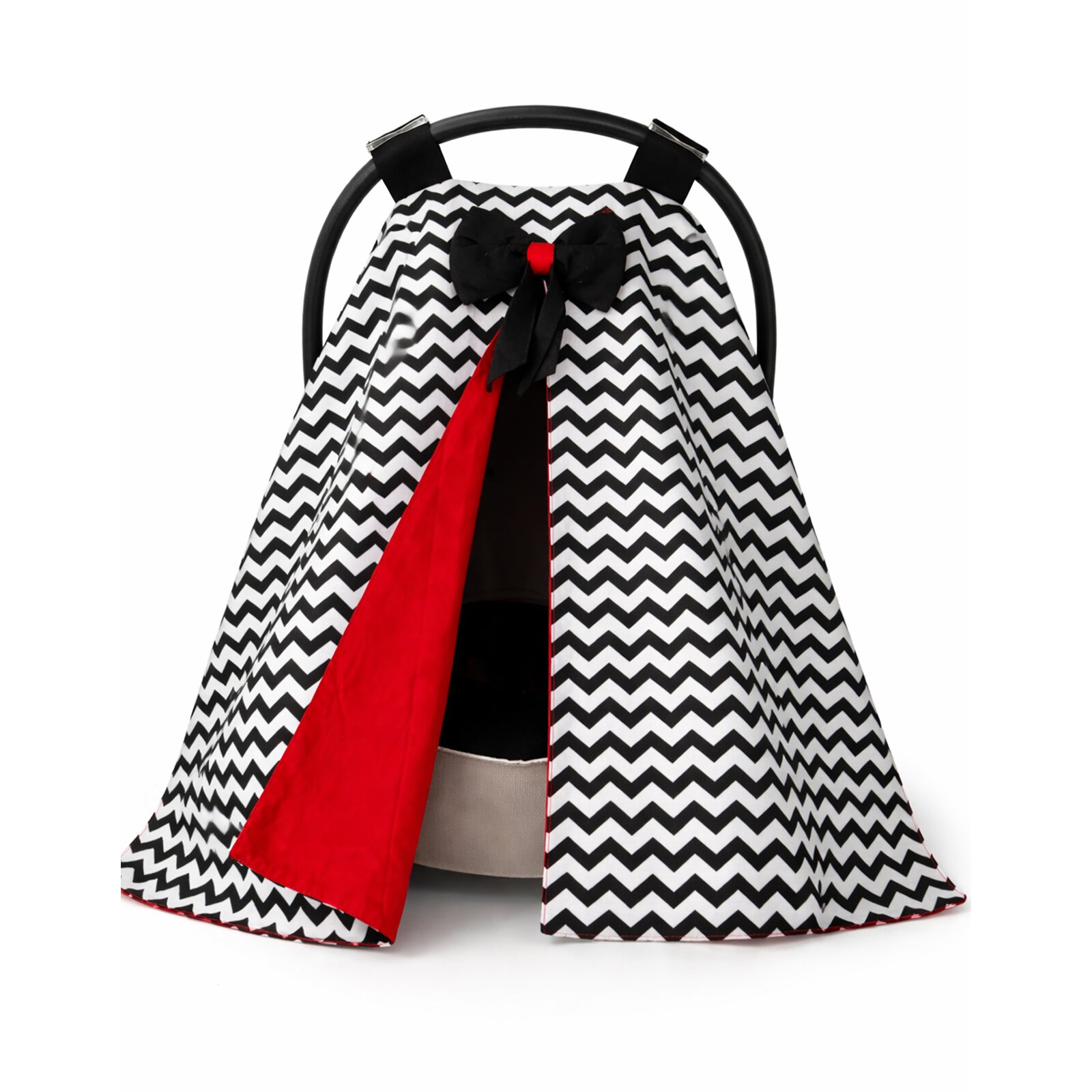 Siyah Zikzaklı Kırmızı İçli Puset Örtüsü – Tek Parça Şık Tasarım Siyah Zikzaklı Kırmızı İçli Puset Örtüsü – Tek Parça Şık Tasarım