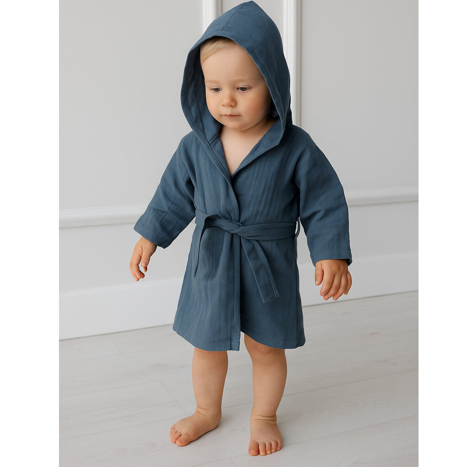  1-4 Yaş Müslin İndigo Bornoz