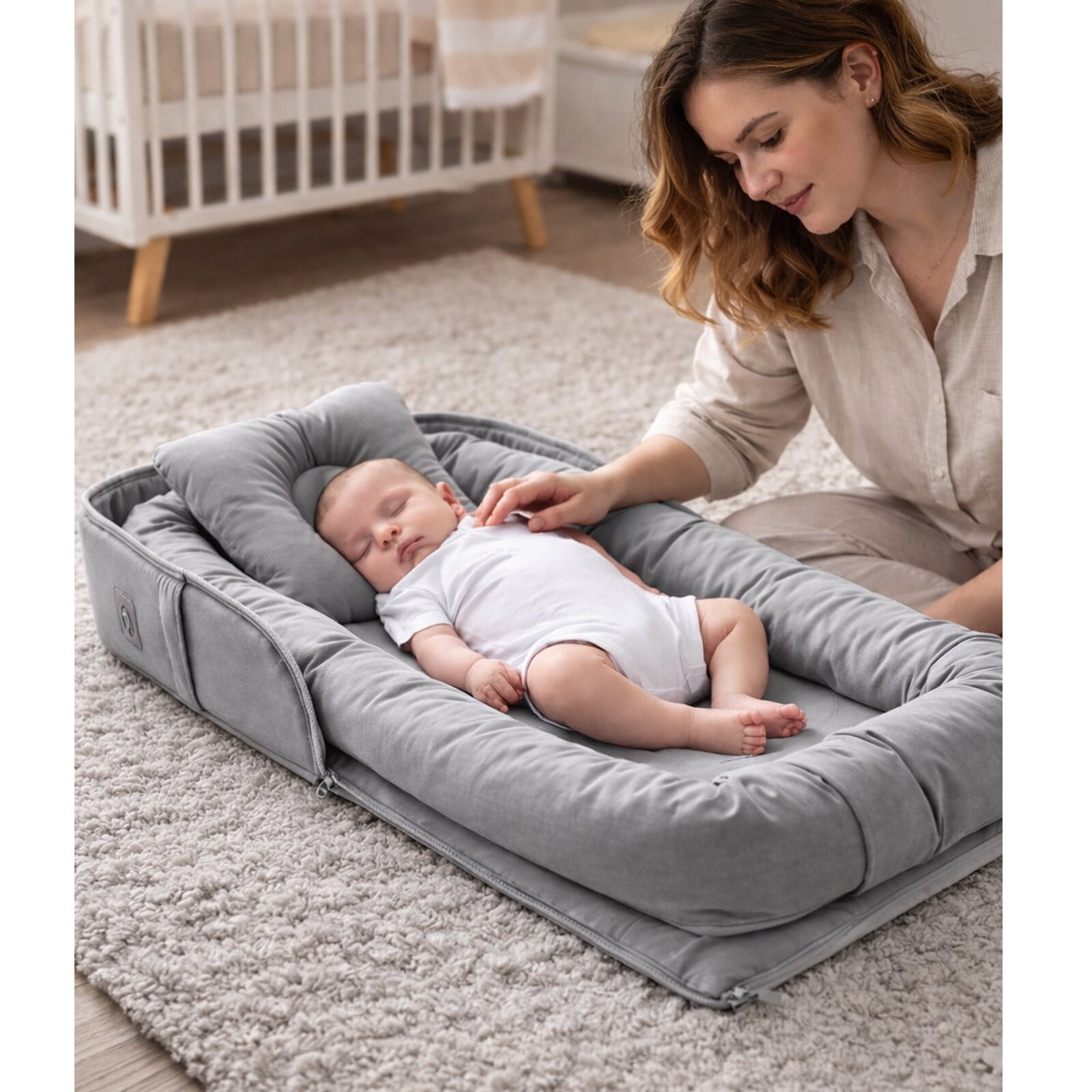 2’si 1 Arada Gri Çantalı Babynest – Taşıma Çantalı Portatif Bebek Yatağı 2’si 1 Arada Gri Çantalı Babynest – Taşıma Çantalı Portatif Bebek Yatağı