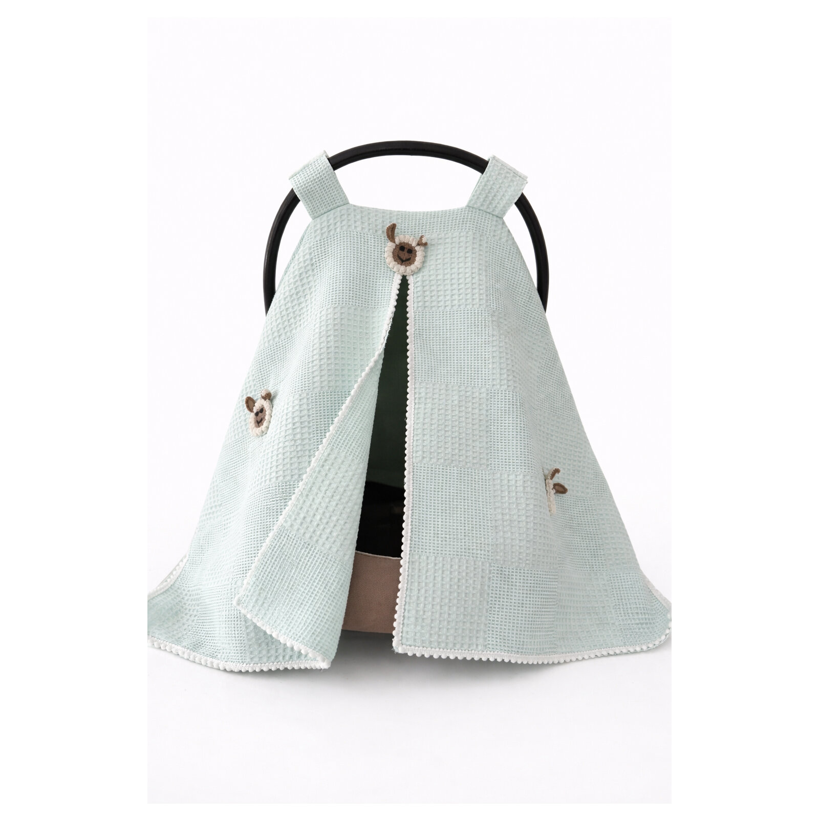 Mint Tek Kat Kuzu Detaylı Puset Örtüsü – Nefes Alabilen Pamuklu Waffle Kumaş Mint Tek Kat Kuzu Detaylı Puset Örtüsü – Nefes Alabilen Pamuklu Waffle Kumaş