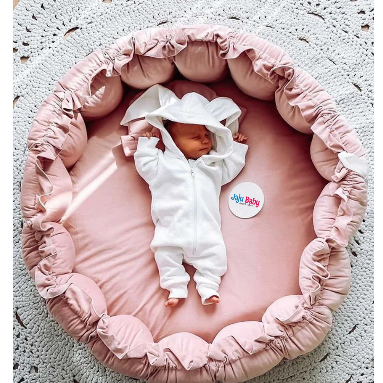 Pudra Çok Amaçlı 2’si 1 Arada Bebek Yuva Babynest & Oyun Halısı – 80 cm / Açık Hali 120 cm 