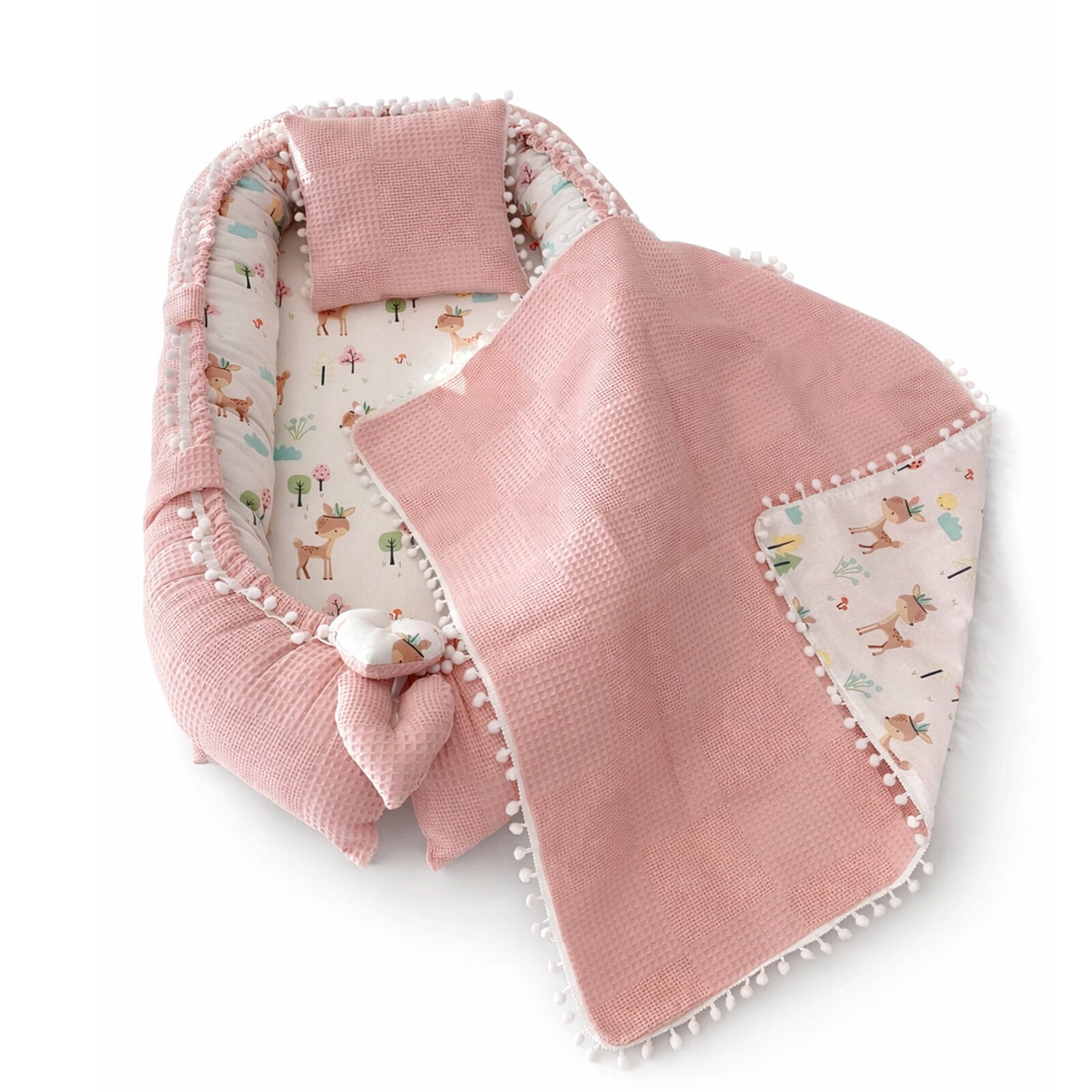 Pudra Waffle Pike Kumaş Ceylan Babynest - Yastık - Bebek Battaniye Set 3 Parça Pudra Waffle Pike Kumaş Ceylan Babynest - Yastık - Bebek Battaniye Set 3 Parça