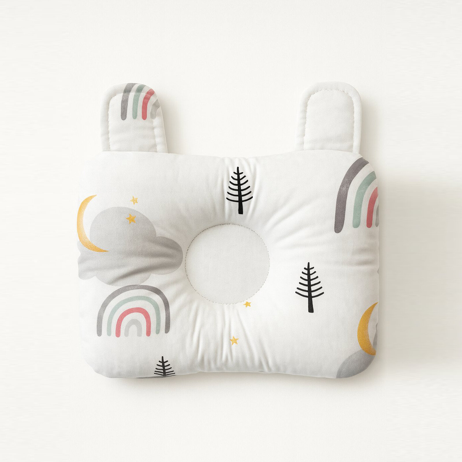 0–12 Ay Rainbow Desenli Düzleşme Önleyici Bebek Kafa Yastığı