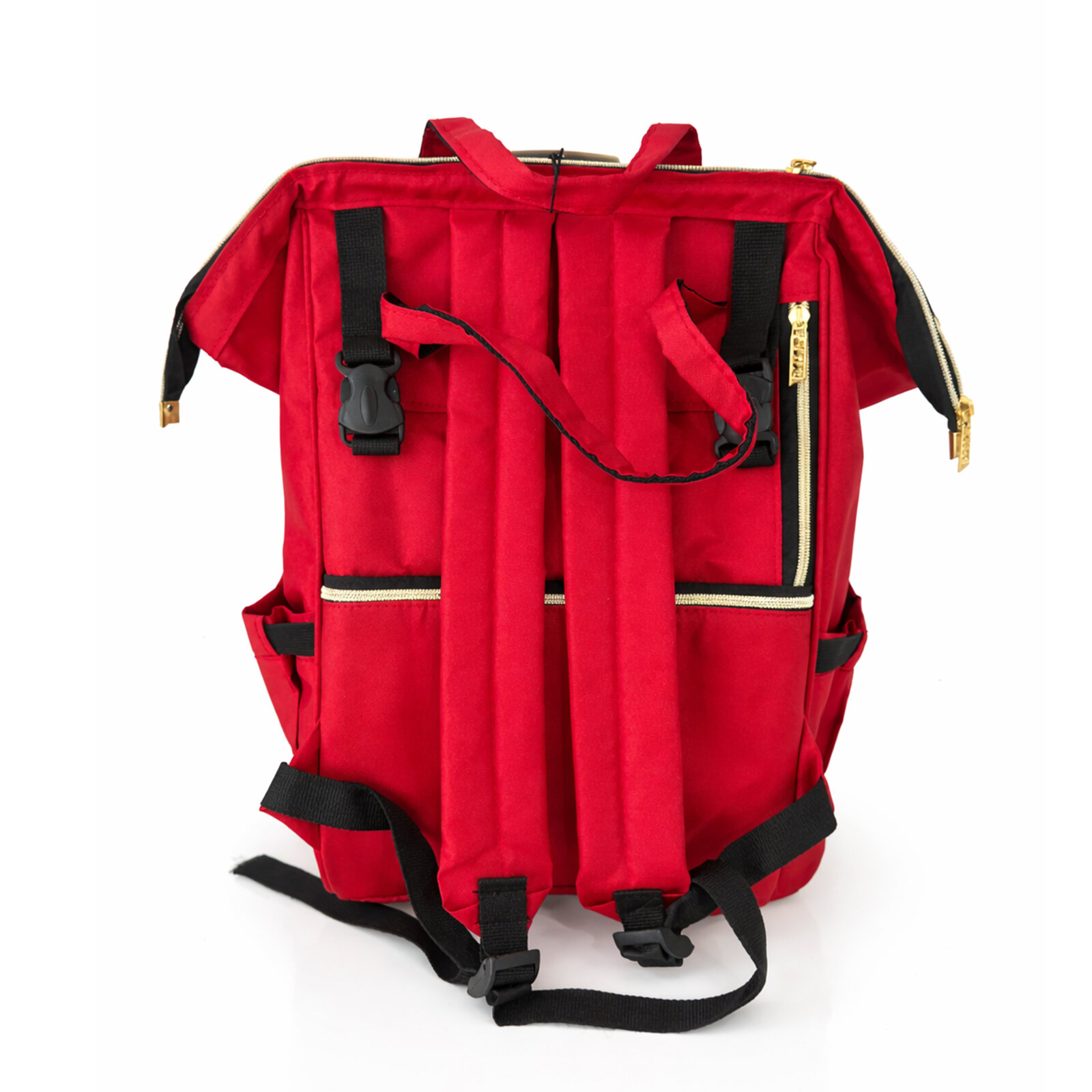 Kırmızı Anne Bebek Bakım Sırt Çantası – Çok Bölmeli, Askılı ve Taşıma Aparatlı