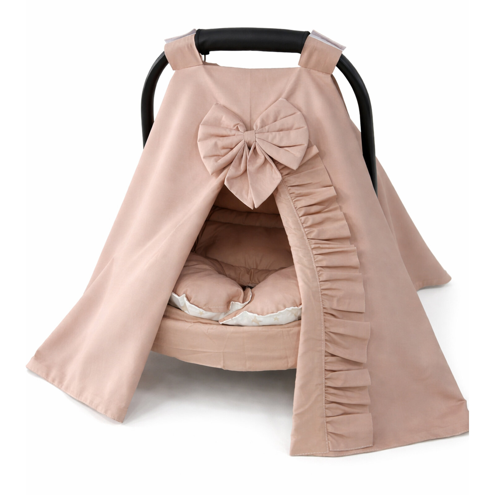 Fırfırlı Puset Örtüsü, Puset Minderi & Puset Çarşafı – Kahve 