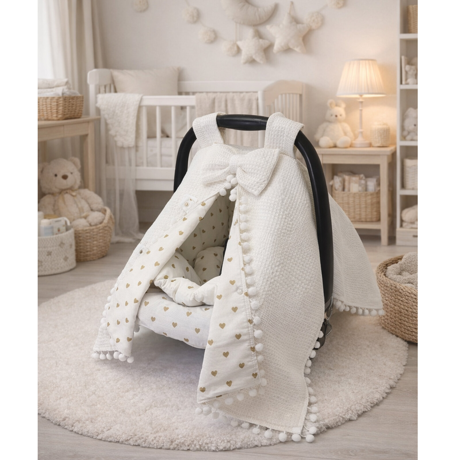 Puset Çarşaf Örtü Minder 3’lü Set – Kalp Desenli Puset Çarşaf Örtü Minder 3’lü Set – Kalp Desenli