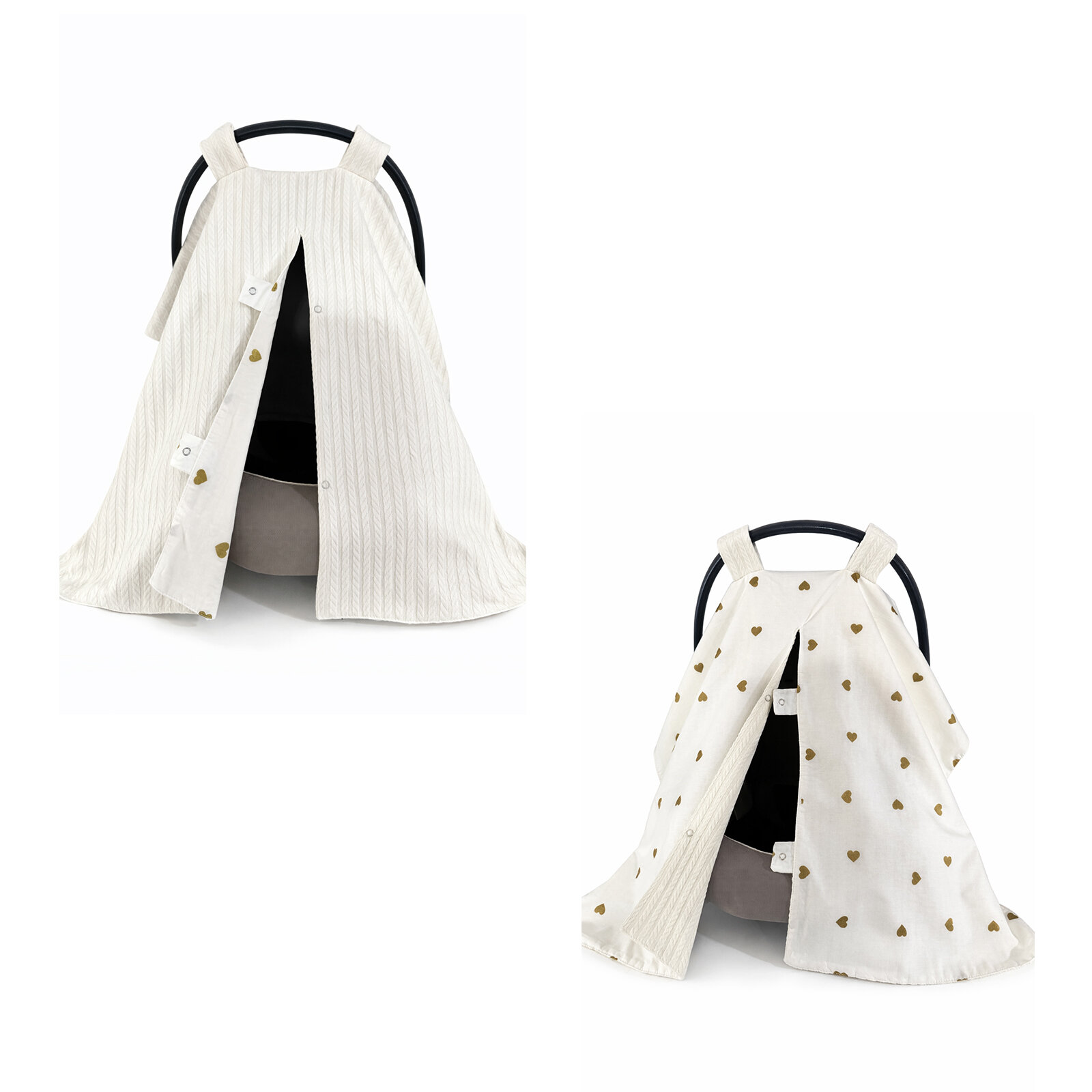 Çift Taraflı Puset Örtüsü – Örgü Kumaş & Gold Kalp Desenli (Tek Parça) Çift Taraflı Puset Örtüsü – Örgü Kumaş & Gold Kalp Desenli (Tek Parça)