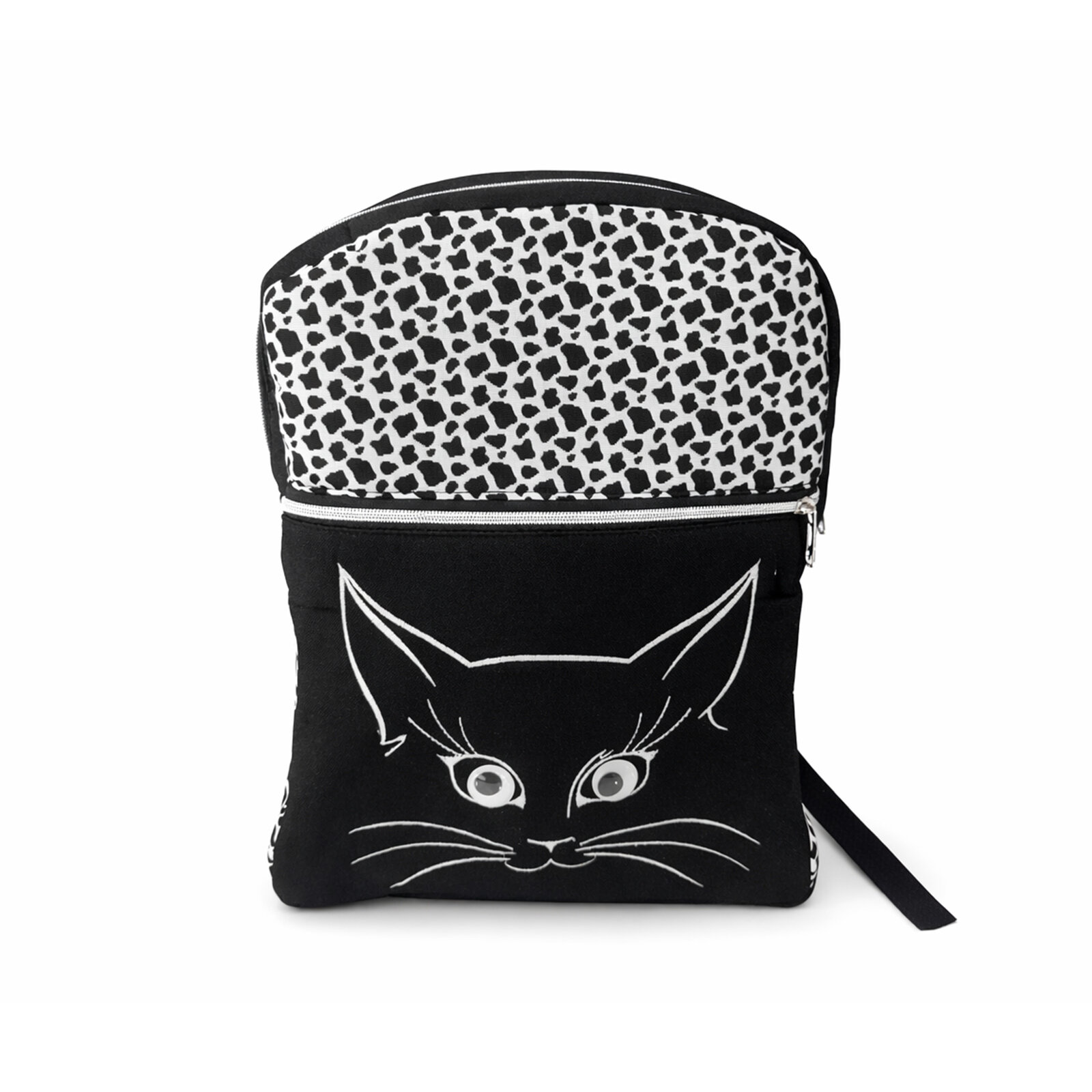 Kedi Desenli Leopar Askılı Çocuk & Anne Sırt Çantası – Siyah Kedi Desenli Leopar Askılı Çocuk & Anne Sırt Çantası – Siyah