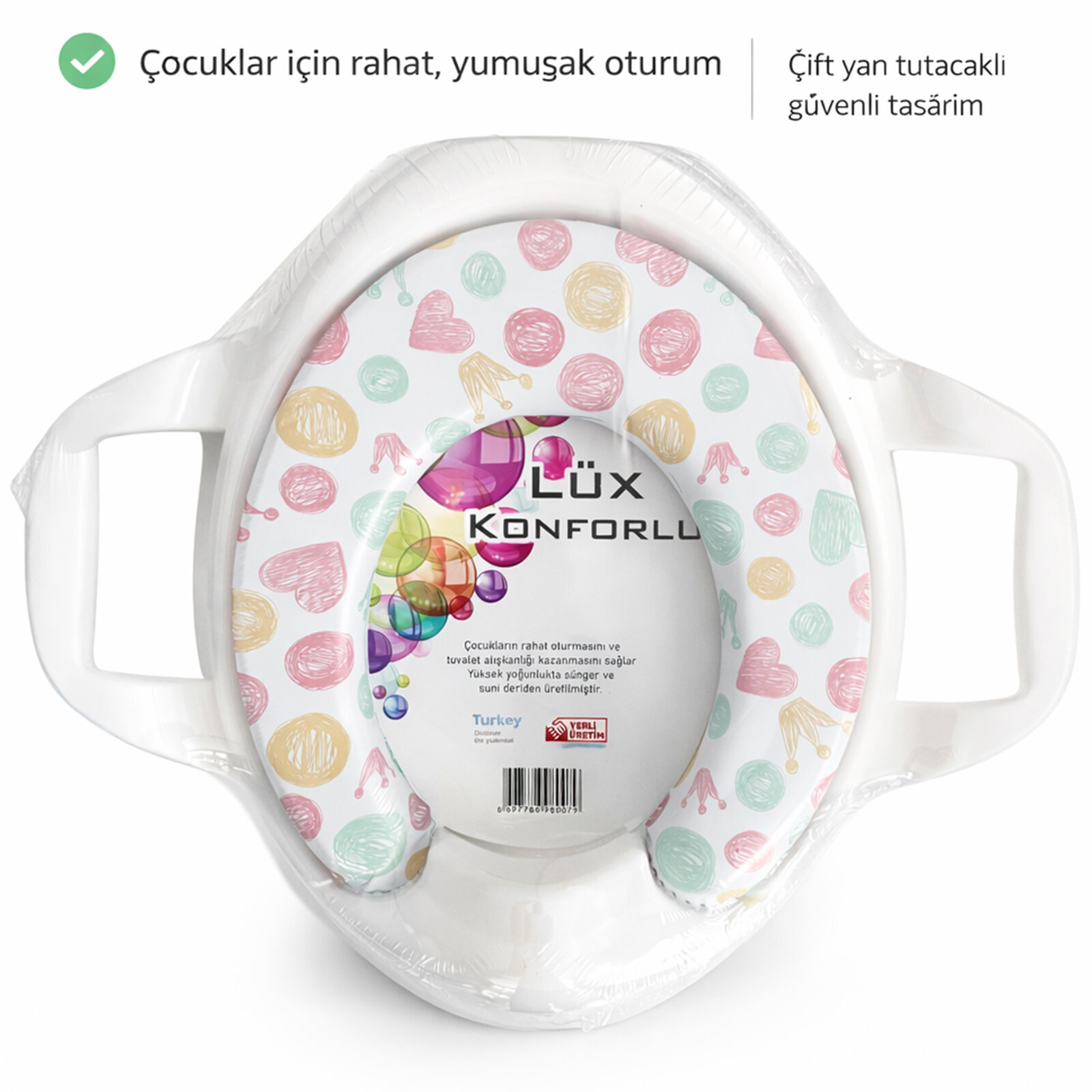 Kulplu Yumuşak Oturaklı Çocuk Tuvalet Adaptörü – Konforlu Lazımlık Aparatı