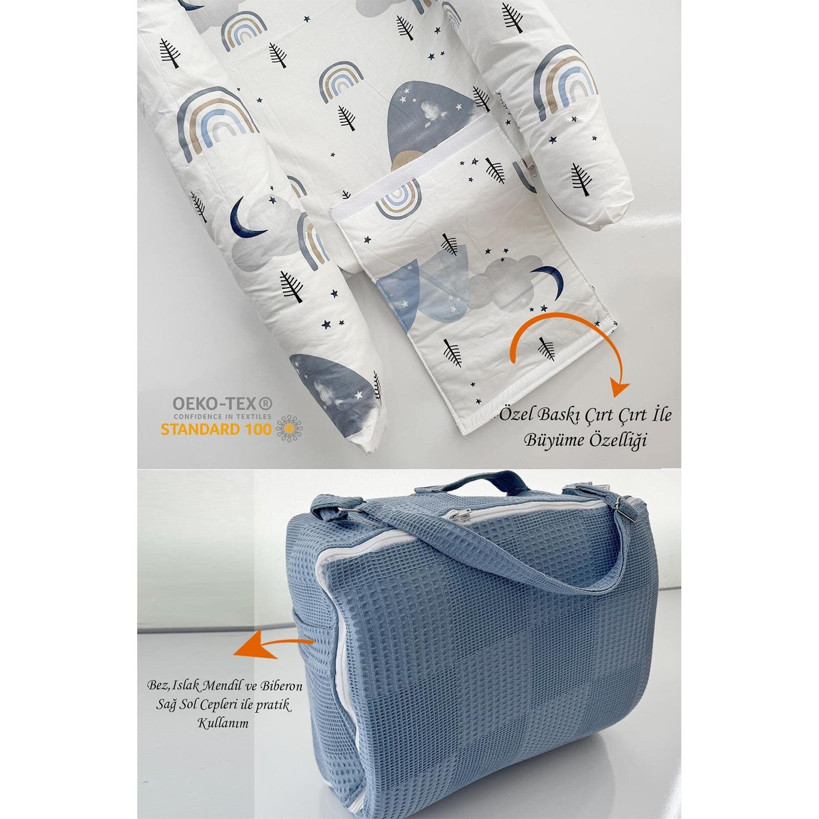 İndigo Portatif Çantalı Babynest – Rahat Uyku ve Taşınabilir Güvenli Alan