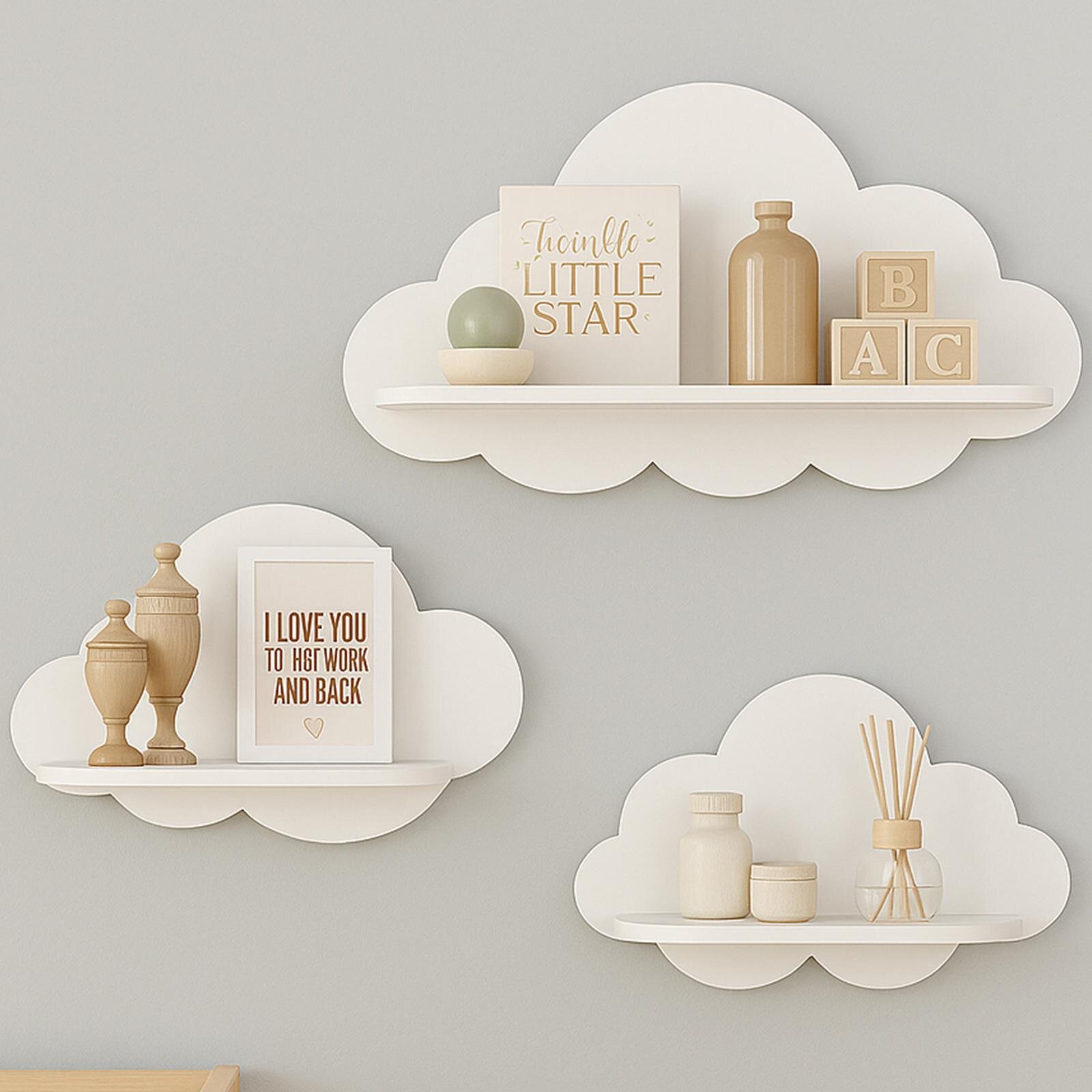 3'lü Beyaz Bulut Raf Set