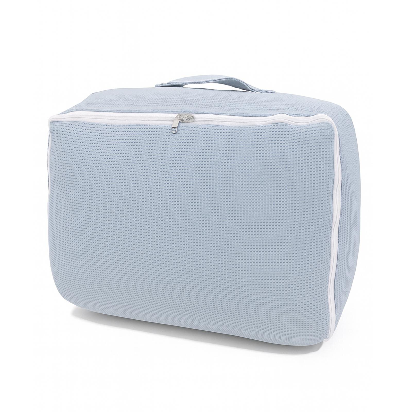 Mavi Waffle Dinozor Taşınabilir Çantalı Babynest - Konforlu ve Güvenli Bebek Yatağı 