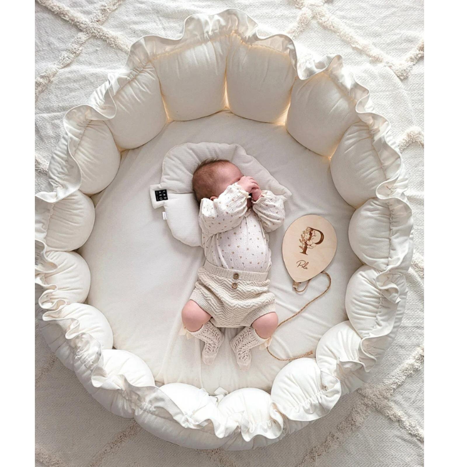 Krem Çok Amaçlı 2’si 1 Arada Bebek Yuva Babynest & Oyun Halısı – 80 cm / Açık Hali 120 cm