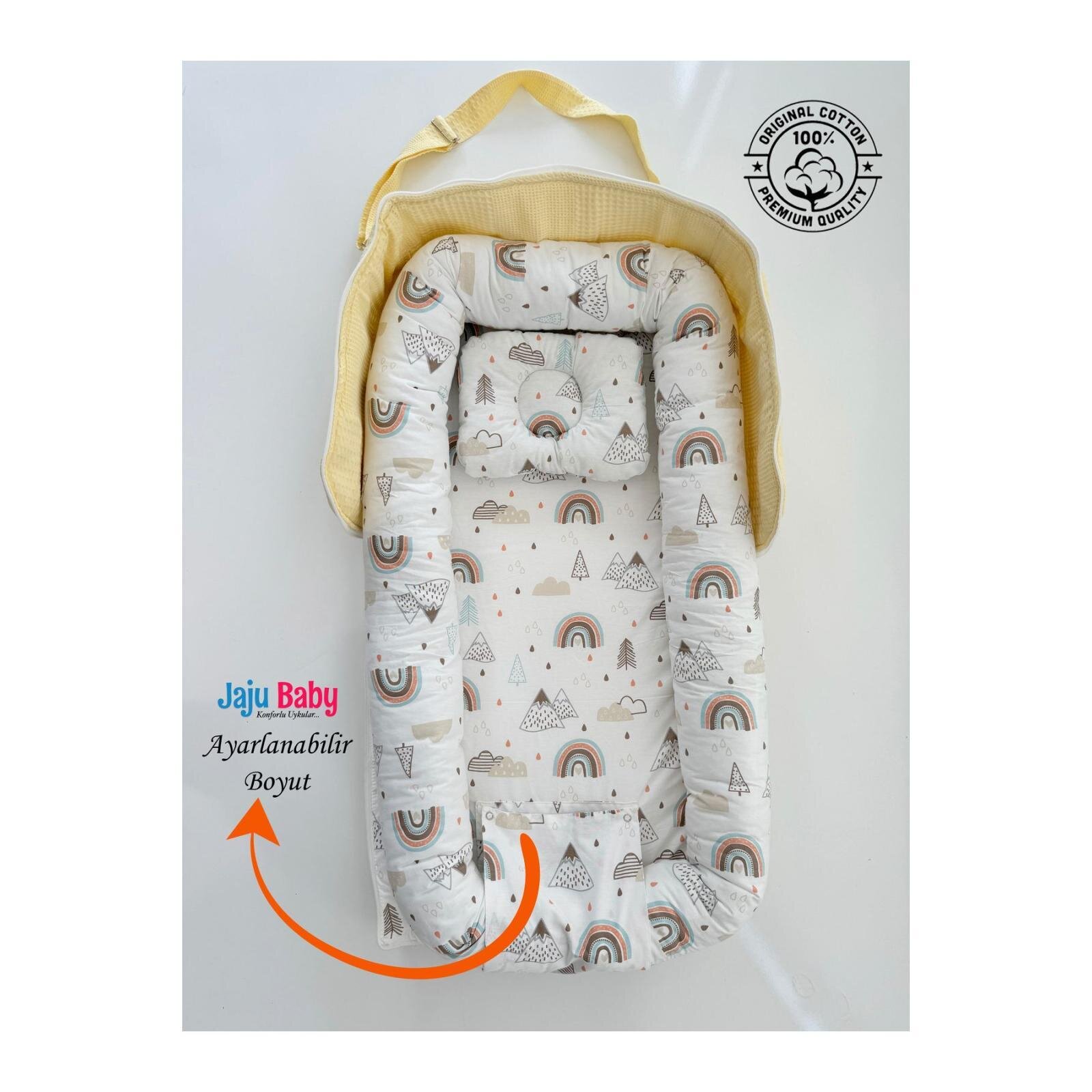 Çantalı Babynest Taşınabilir Anne Yanı Dağlı Sarı Pike Babynest