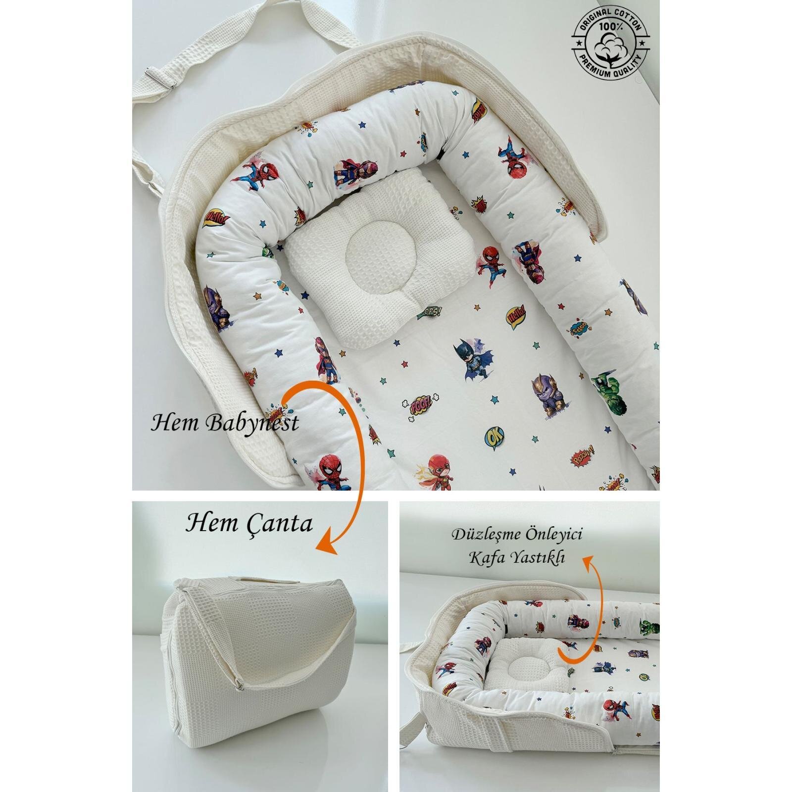 Çantalı Babynest Taşınabilir Anne Yanı Sevimli Karakterler Pike Babynest