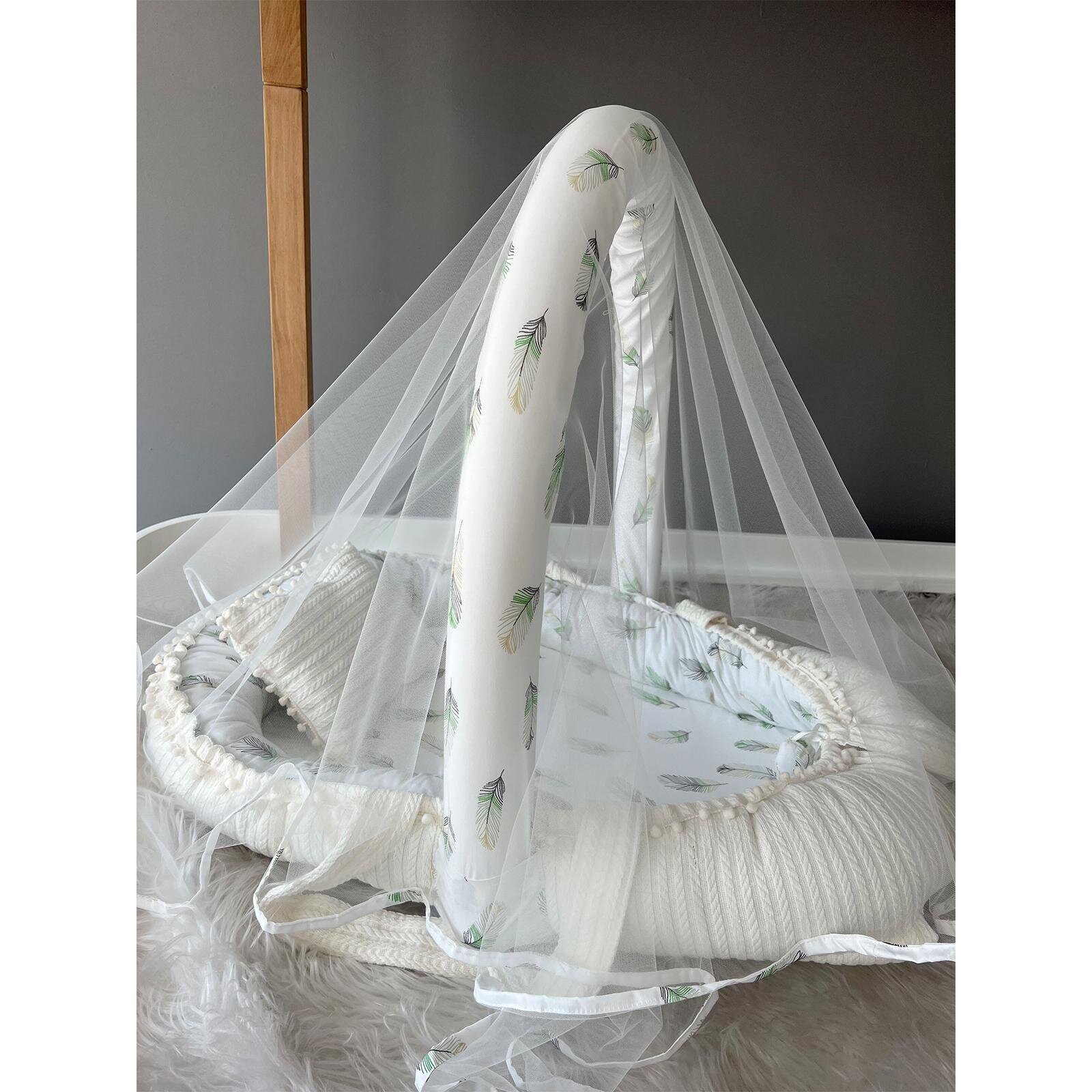 Örgü Kumaş Tüy Desenli Cibinlik Tüllü Babynest