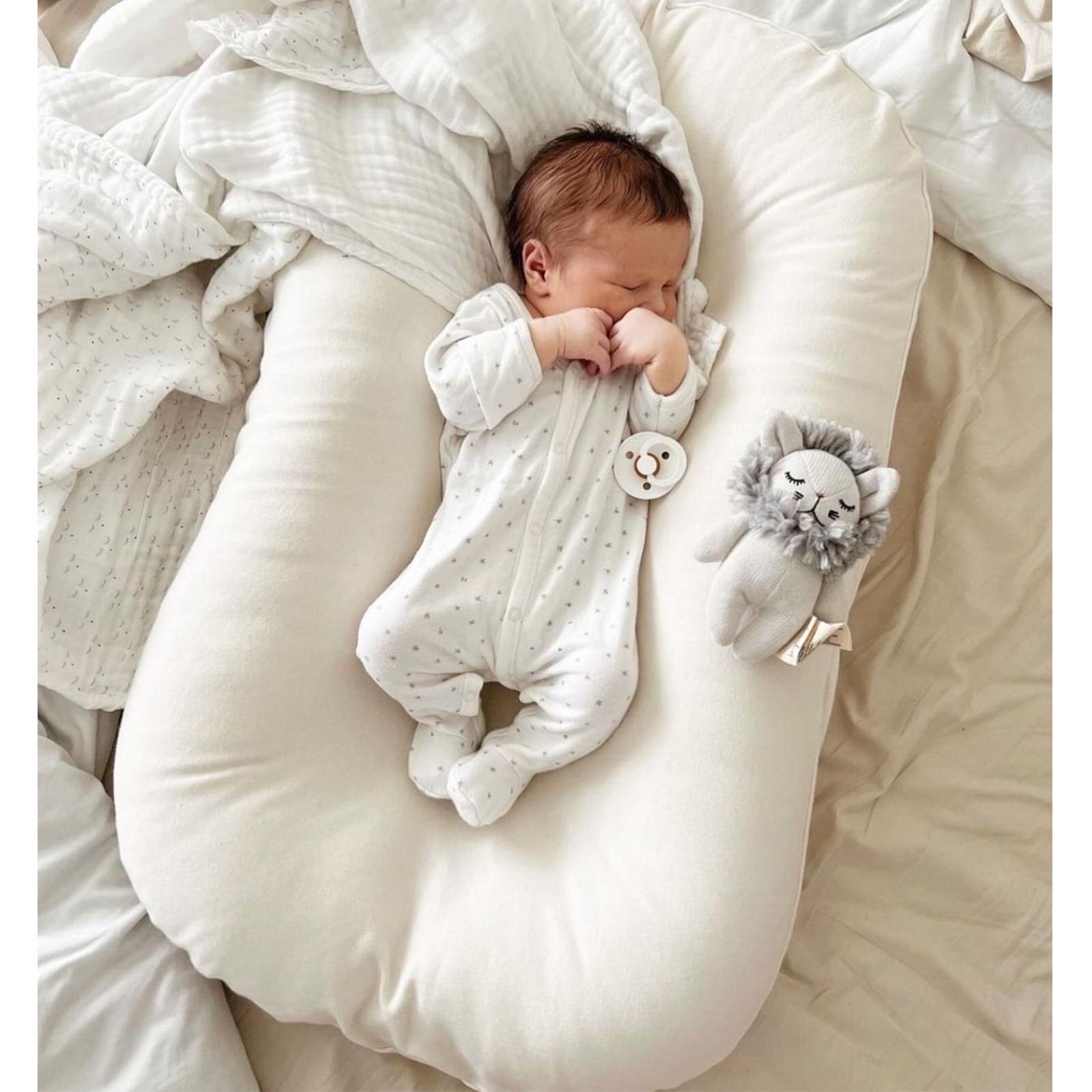 Beyaz Puffy Babynest Lüx Baby Nest 70x55 Cm Anne Yanı