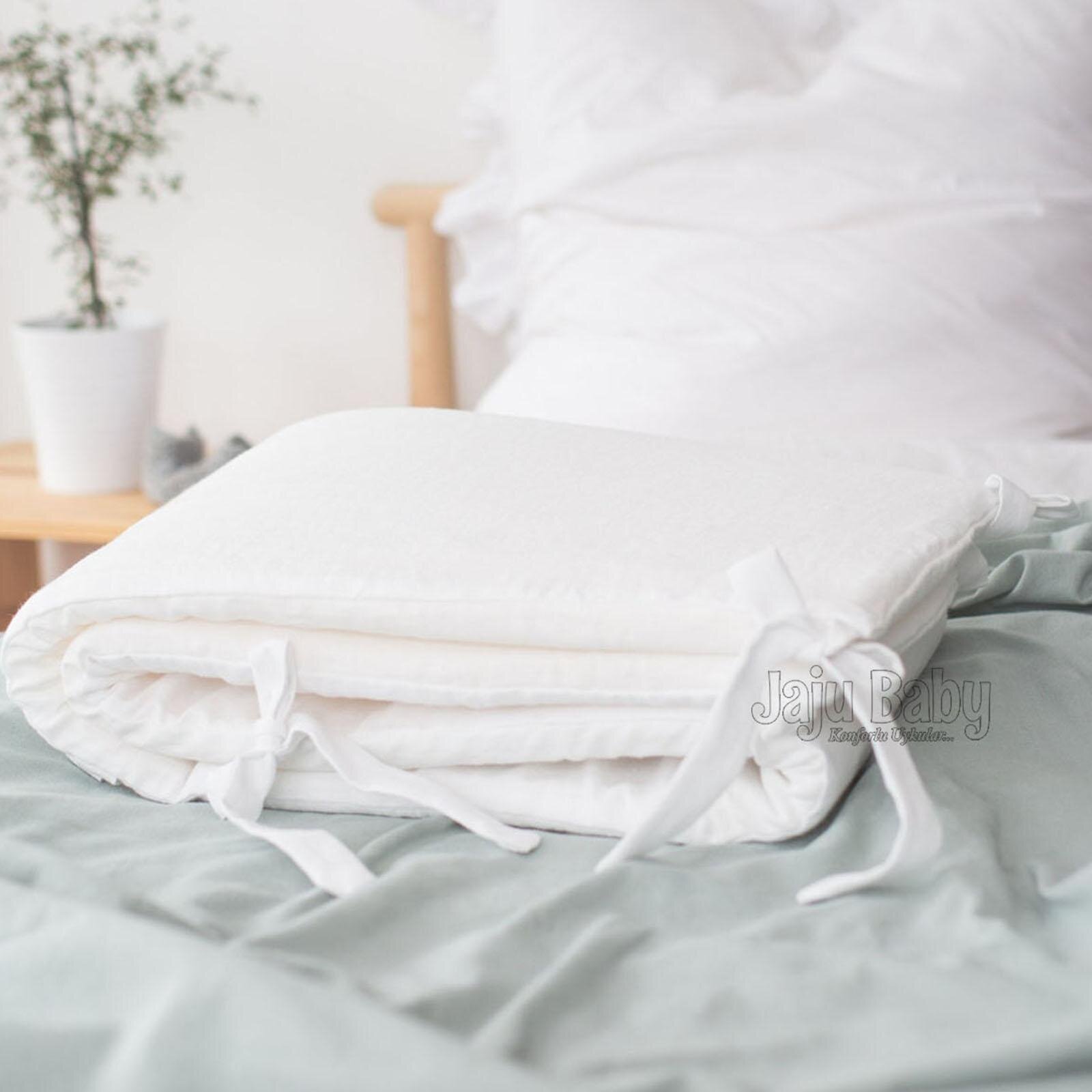 Beyaz (4 Kenar) Beşik Kenar Koruma - Güvenli Yatış Yastığı Yatak Bariyer