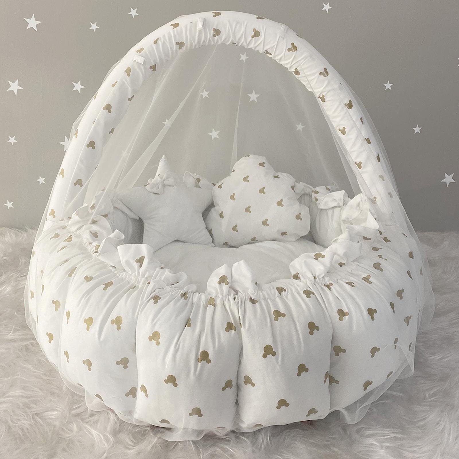 Gold Micky Cibinlik Tüllü Oyun Minderi - Açılır Kapanır Babynest