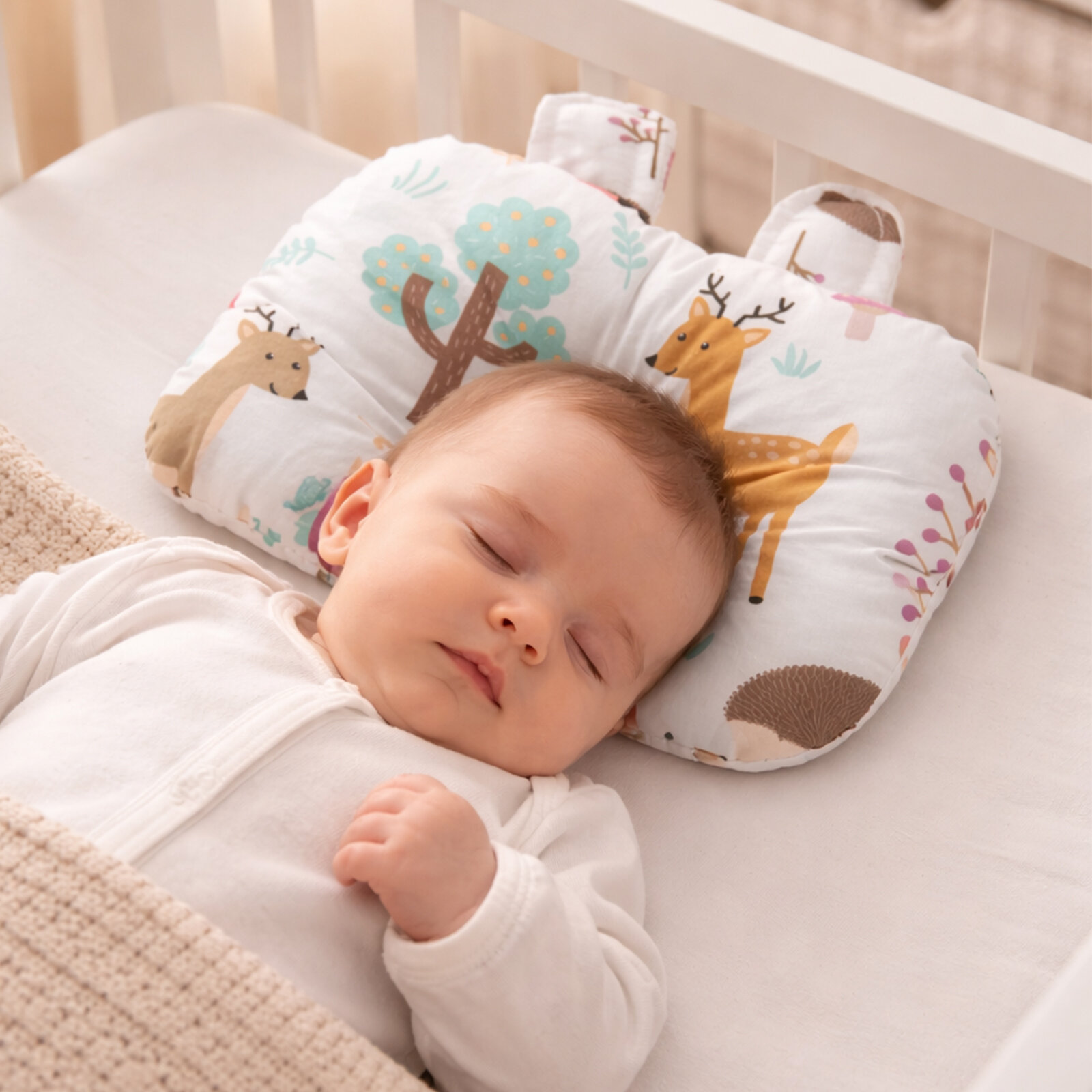 Orman Desenli 20x25 cm Düzleşme Önleyici Bebek Kafa Yastığı (0–12 Ay)