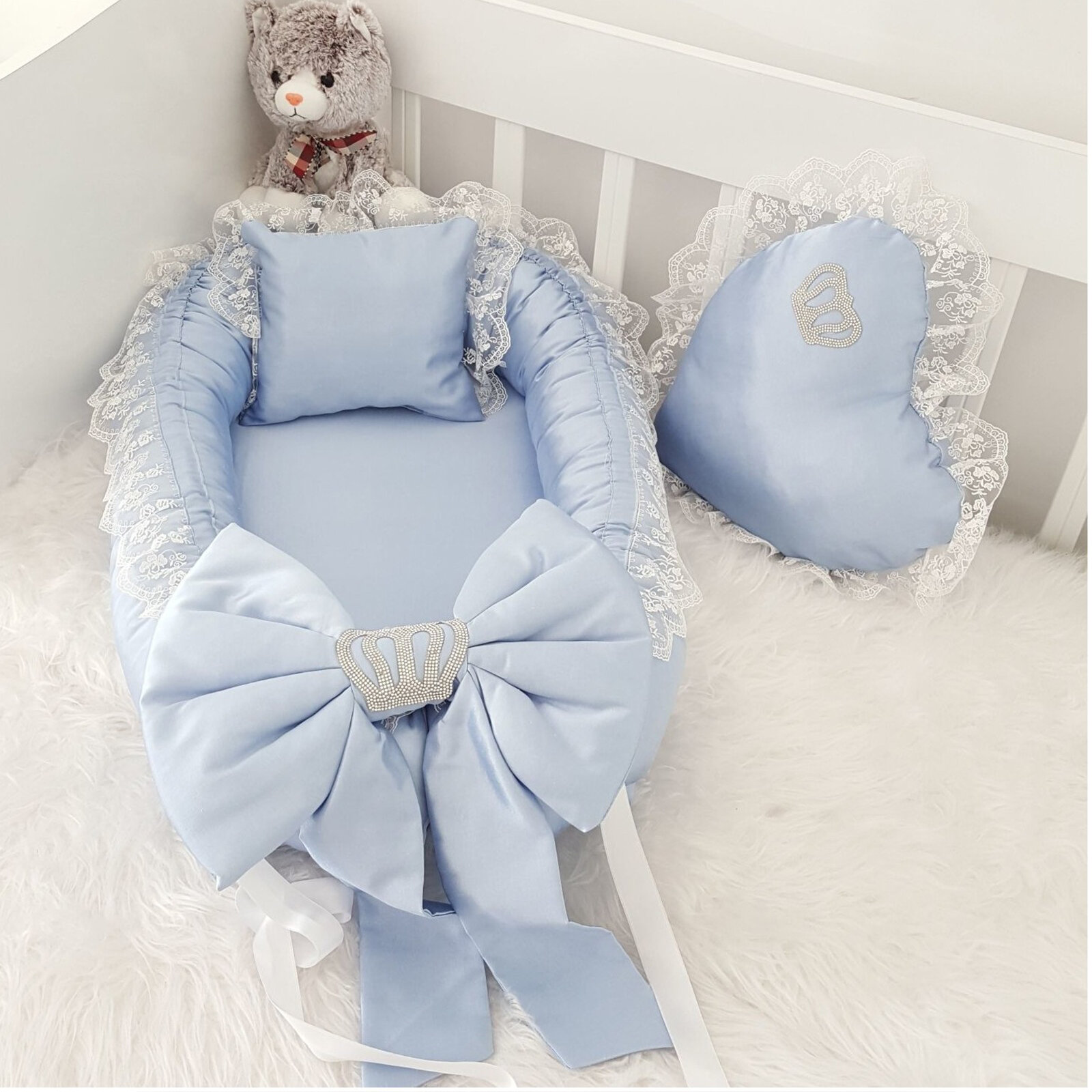 Mavi Bebek Mevlüt Seti & Bebek Takı Yastığı - Güvenli Babynest