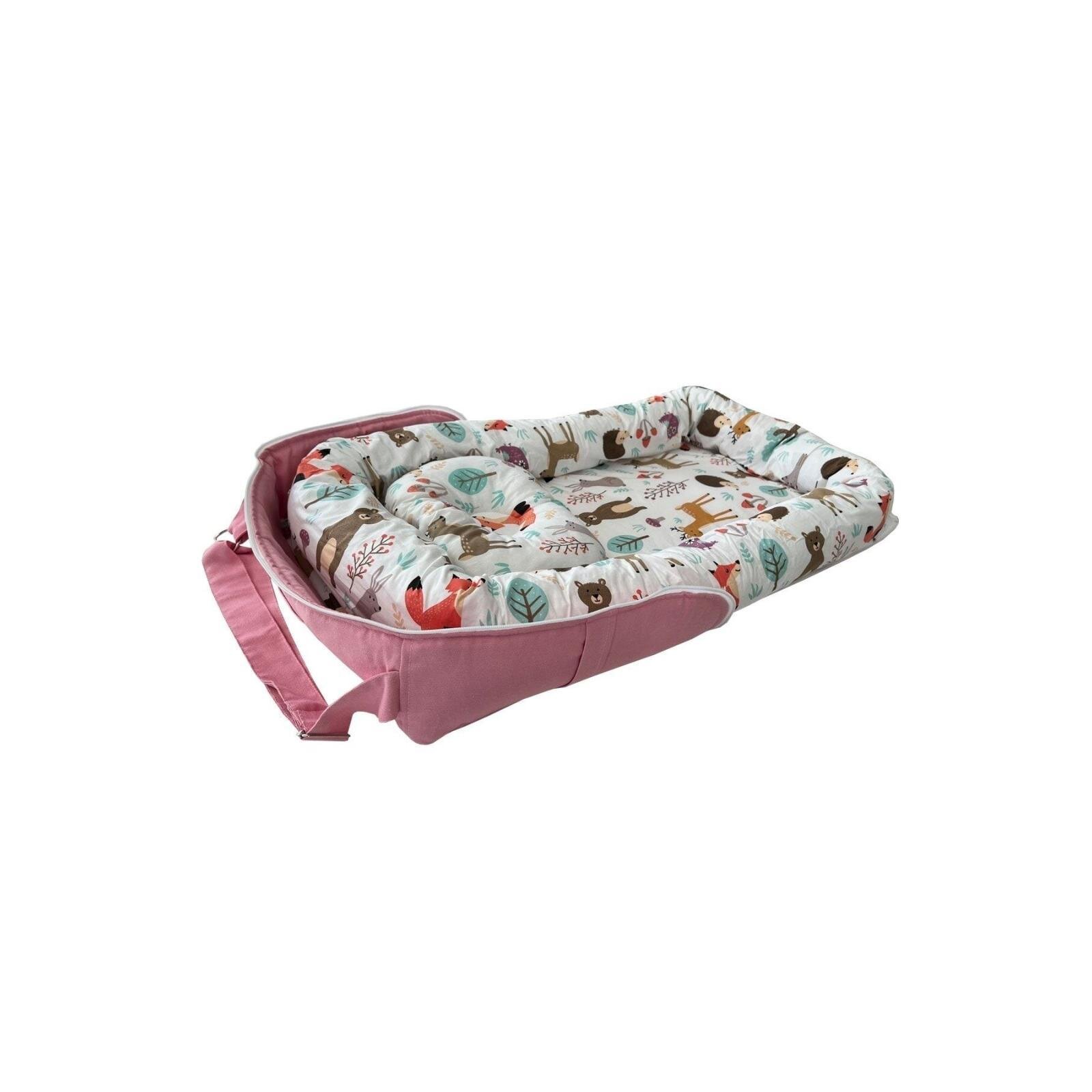 Pembe Orman Çantalı Babynest Taşınabilir -  Konforlu ve Güvenli Bebek Yatağı 