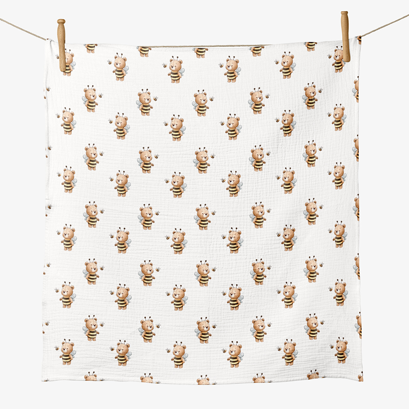 4 Katlı Müslin Örtü - Ayı Vız Vız Desenli Bebek Müslin Battaniyesi - 100x110 Cm 4 Katlı Müslin Örtü - Ayı Vız Vız Desenli Bebek Müslin Battaniyesi - 100x110 Cm