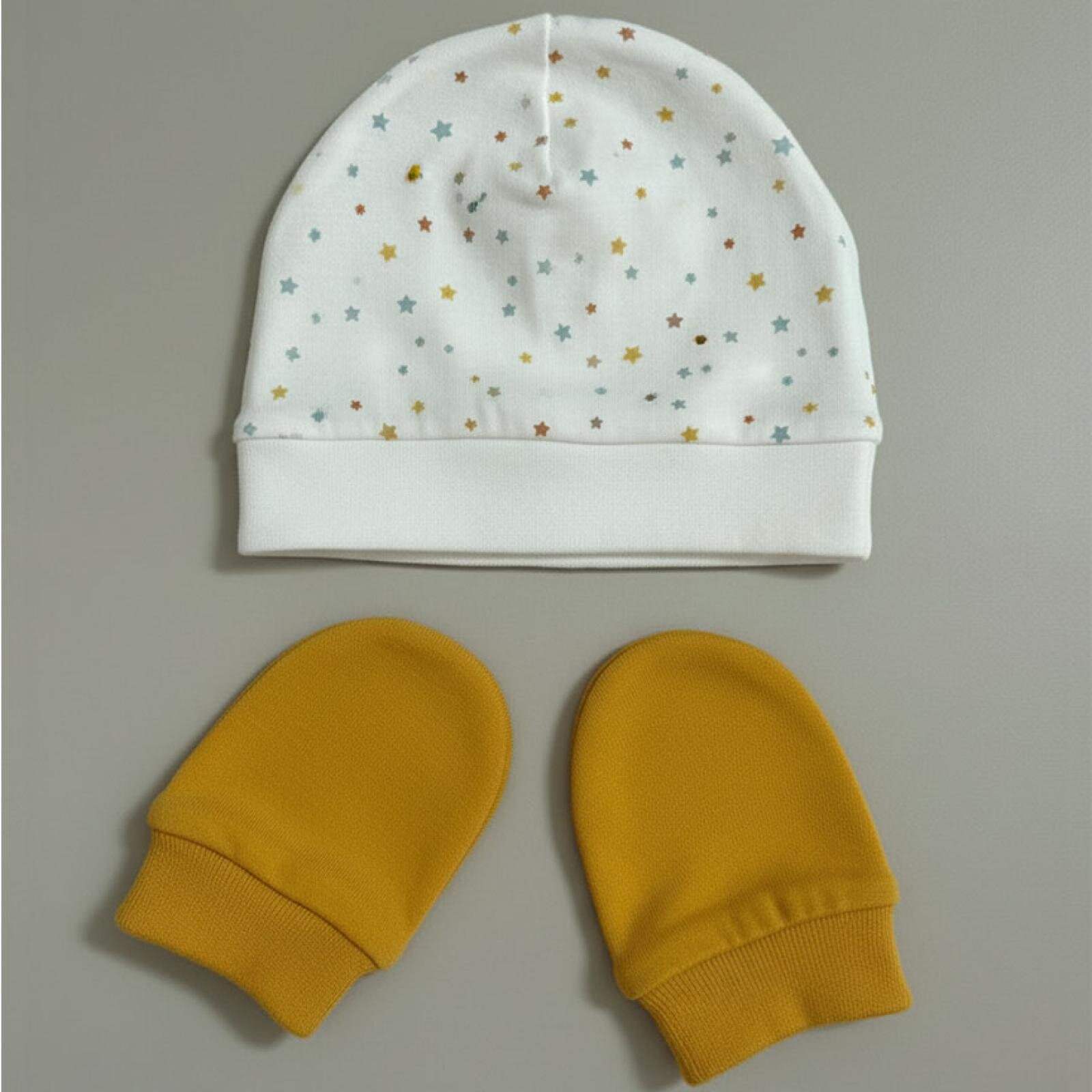 %100 Pamuklu Şapka - Eldiven Seti - Yıldızlar %100 Pamuklu Şapka - Eldiven Seti - Yıldızlar