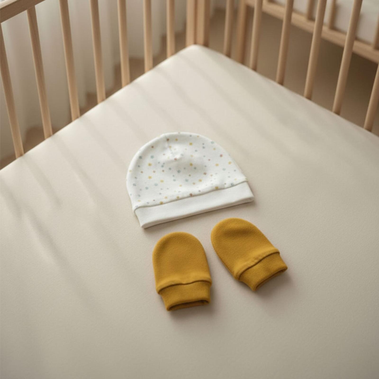 %100 Pamuklu Şapka - Eldiven Seti - Yıldızlar %100 Pamuklu Şapka - Eldiven Seti - Yıldızlar