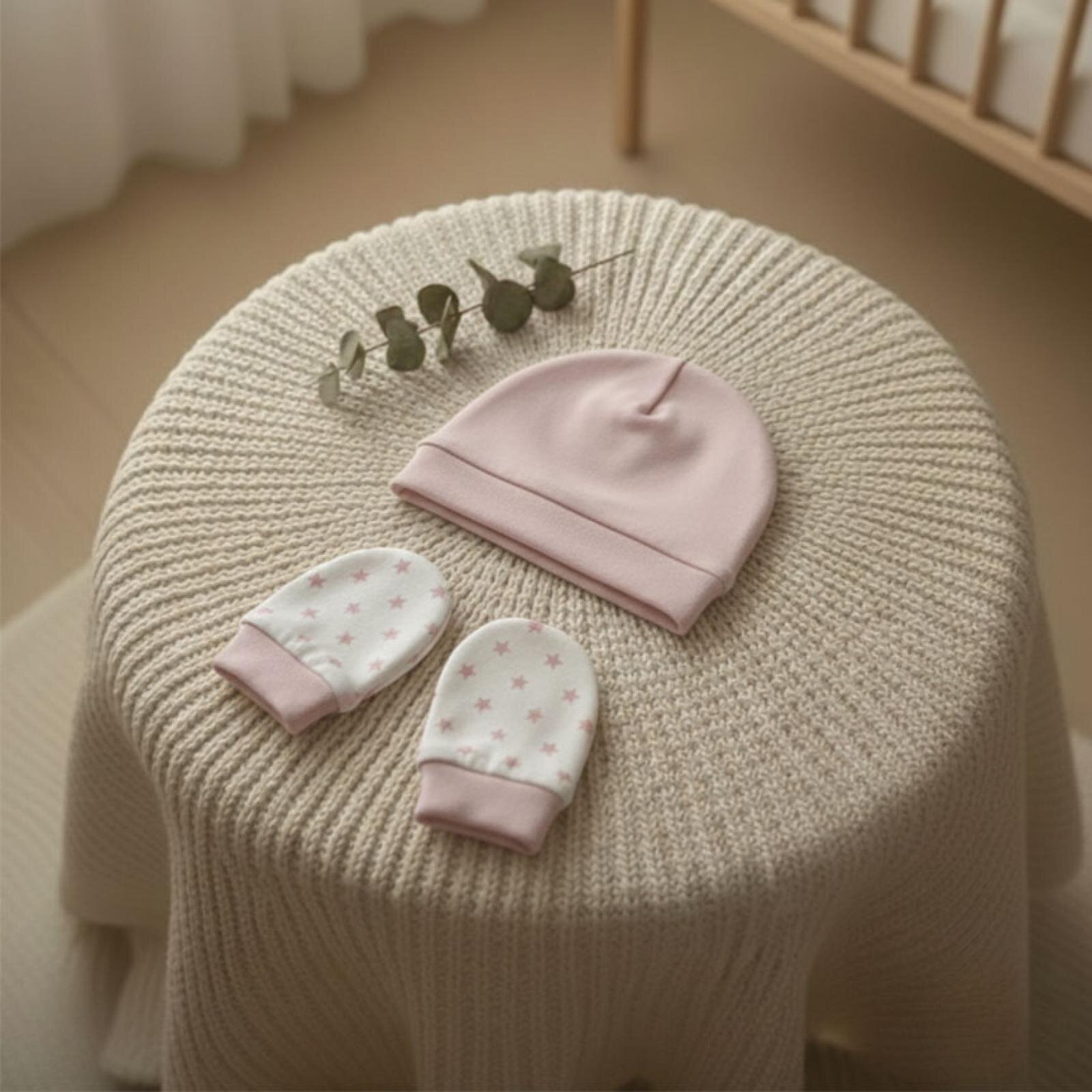%100 Pamuklu Şapka - Eldiven Seti - Pembe Yıldızlar %100 Pamuklu Şapka - Eldiven Seti - Pembe Yıldızlar