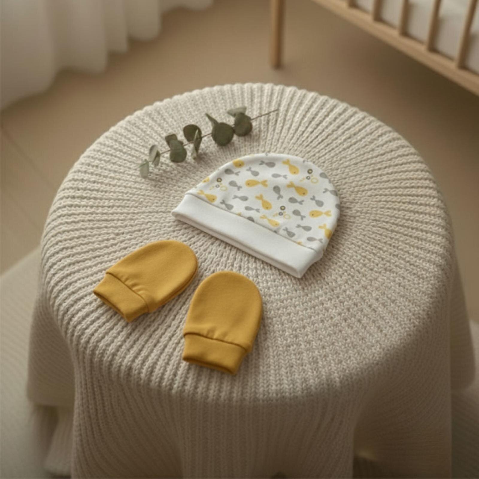 %100 Pamuklu Şapka - Eldiven Seti - Balıklar %100 Pamuklu Şapka - Eldiven Seti - Balıklar